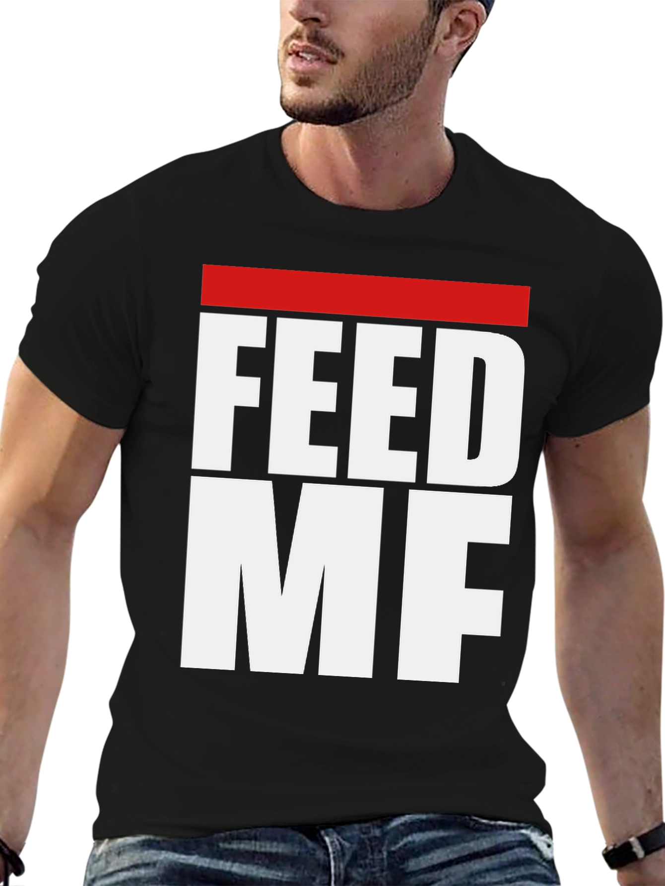 Feed Me Graphic Tee - Black Casual T-Shirt