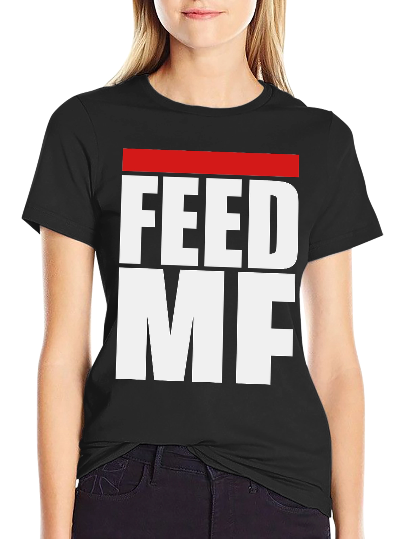 Feed Me Graphic Tee - Black Casual T-Shirt