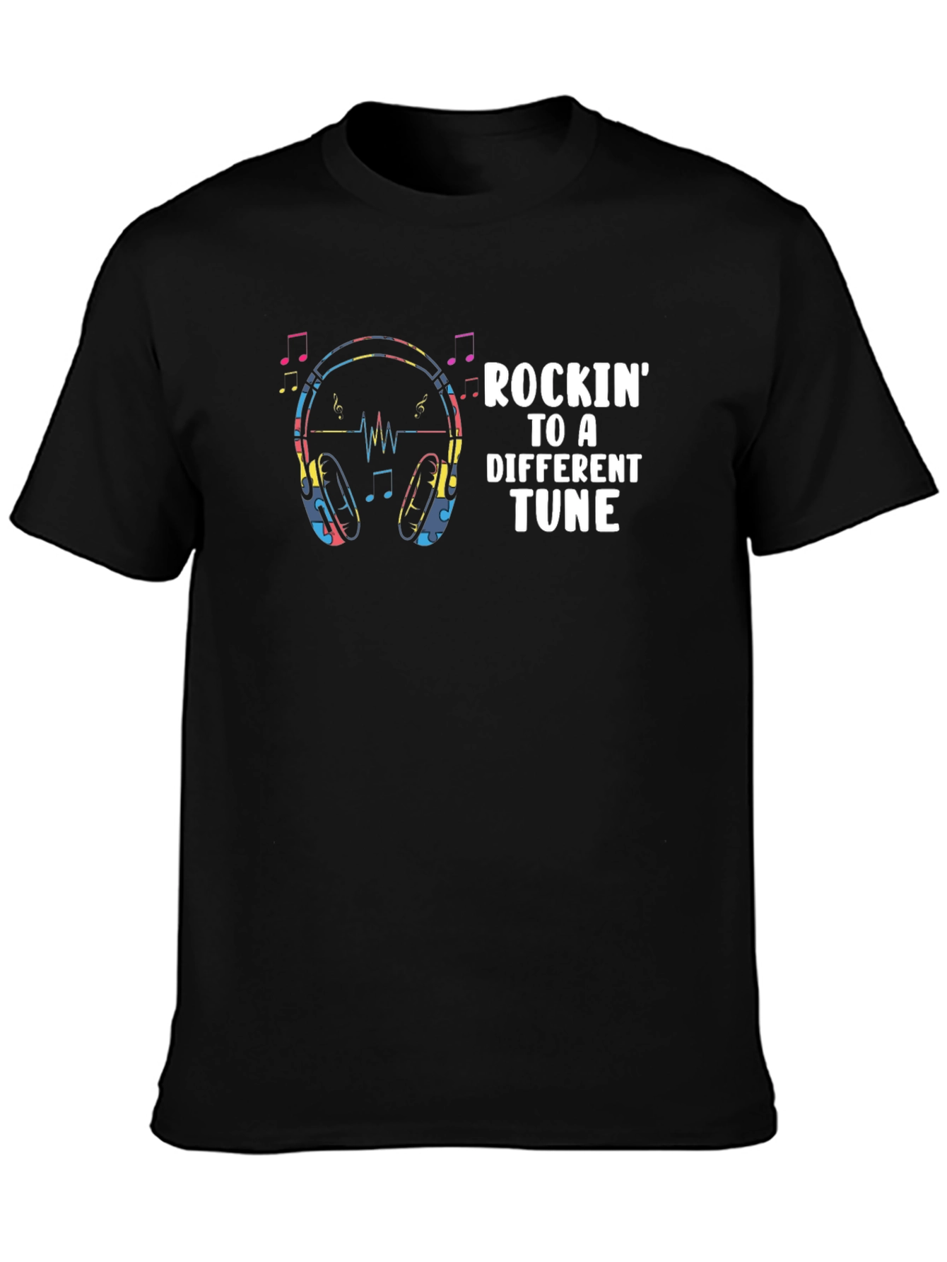 Rockin to a Different Tune Black Graphic Tee