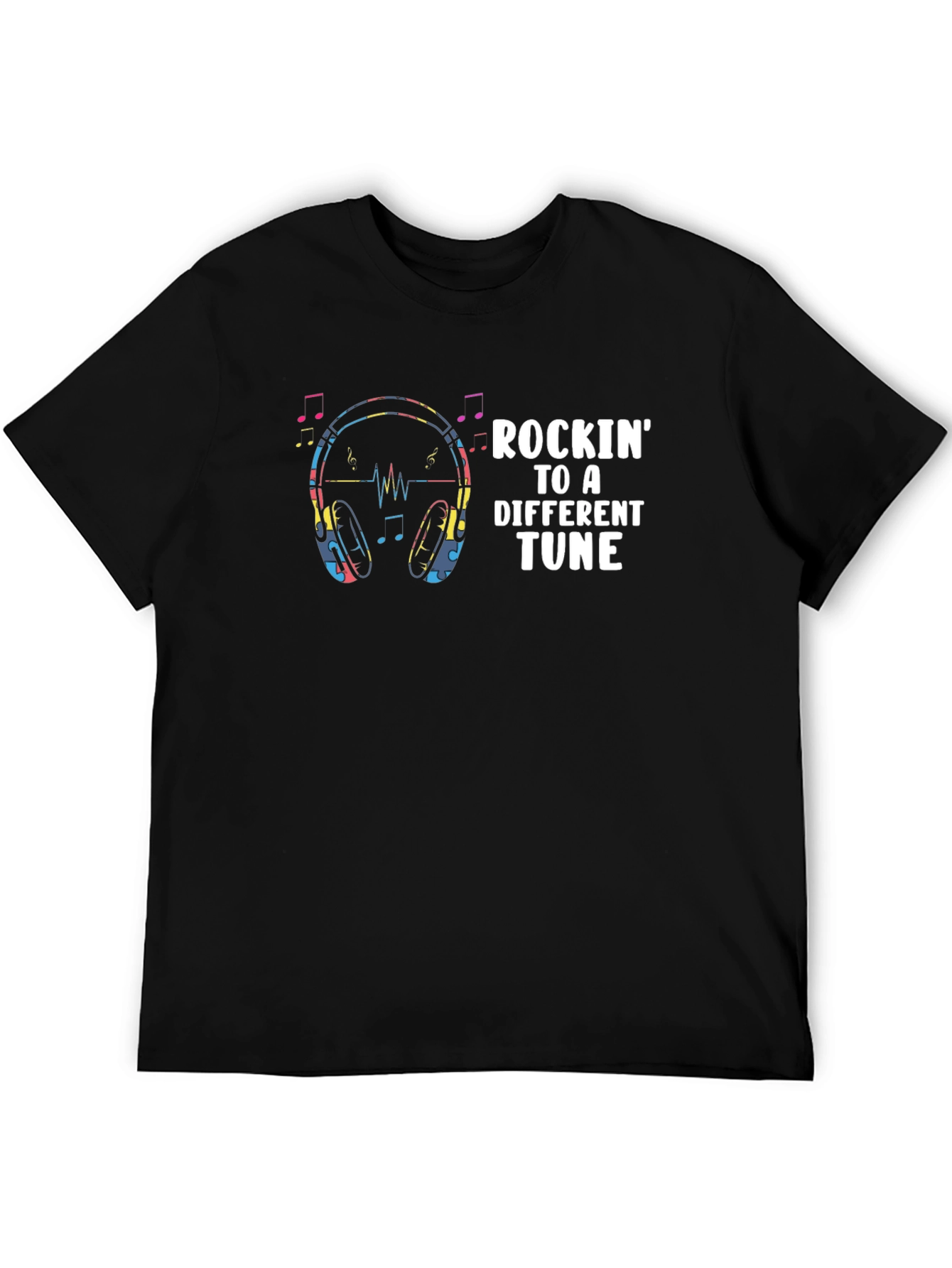Rockin to a Different Tune Black Graphic Tee