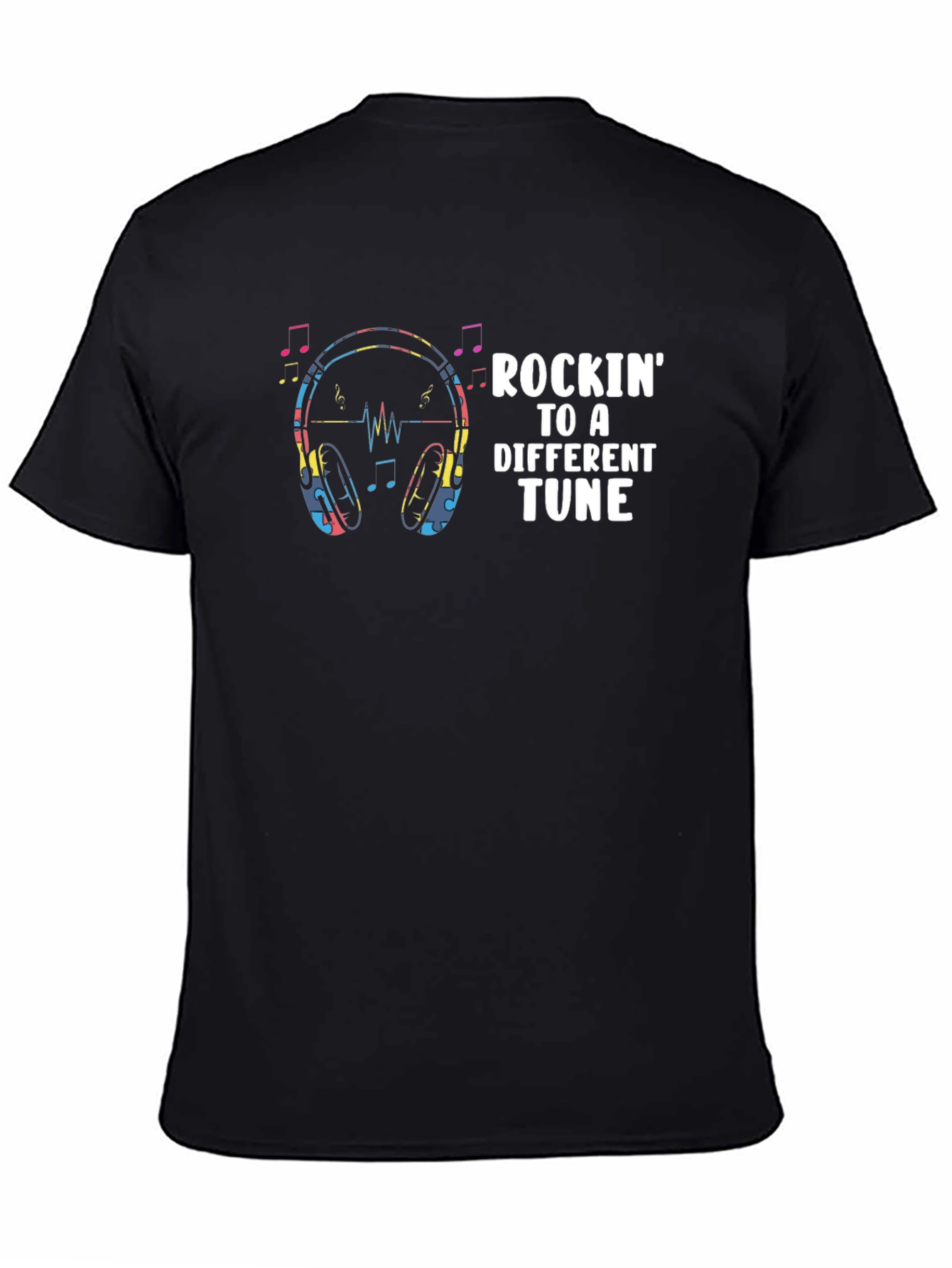 Rockin to a Different Tune Black Graphic Tee