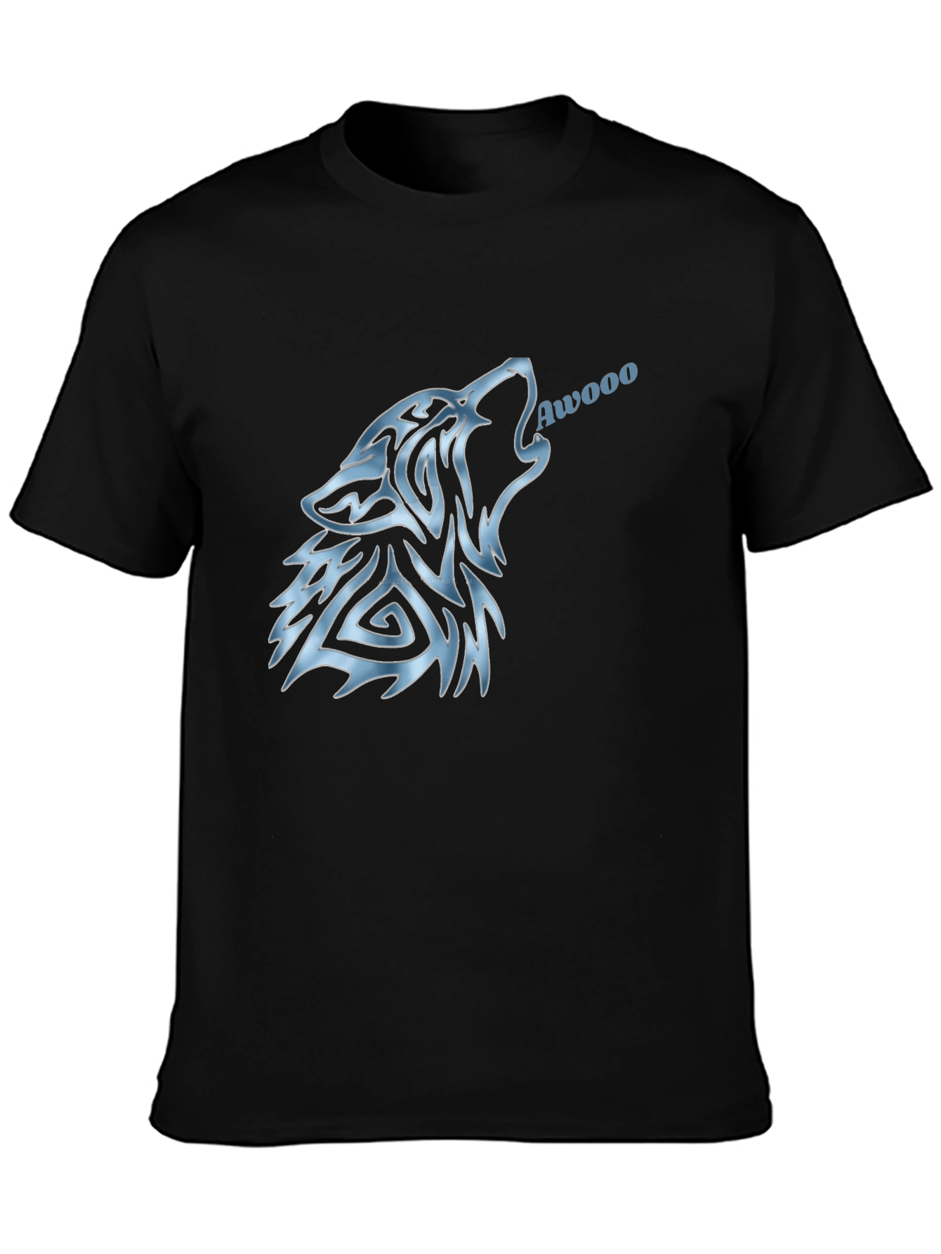 Wolf Awooo Graphic T-Shirt - Black Cotton Tee