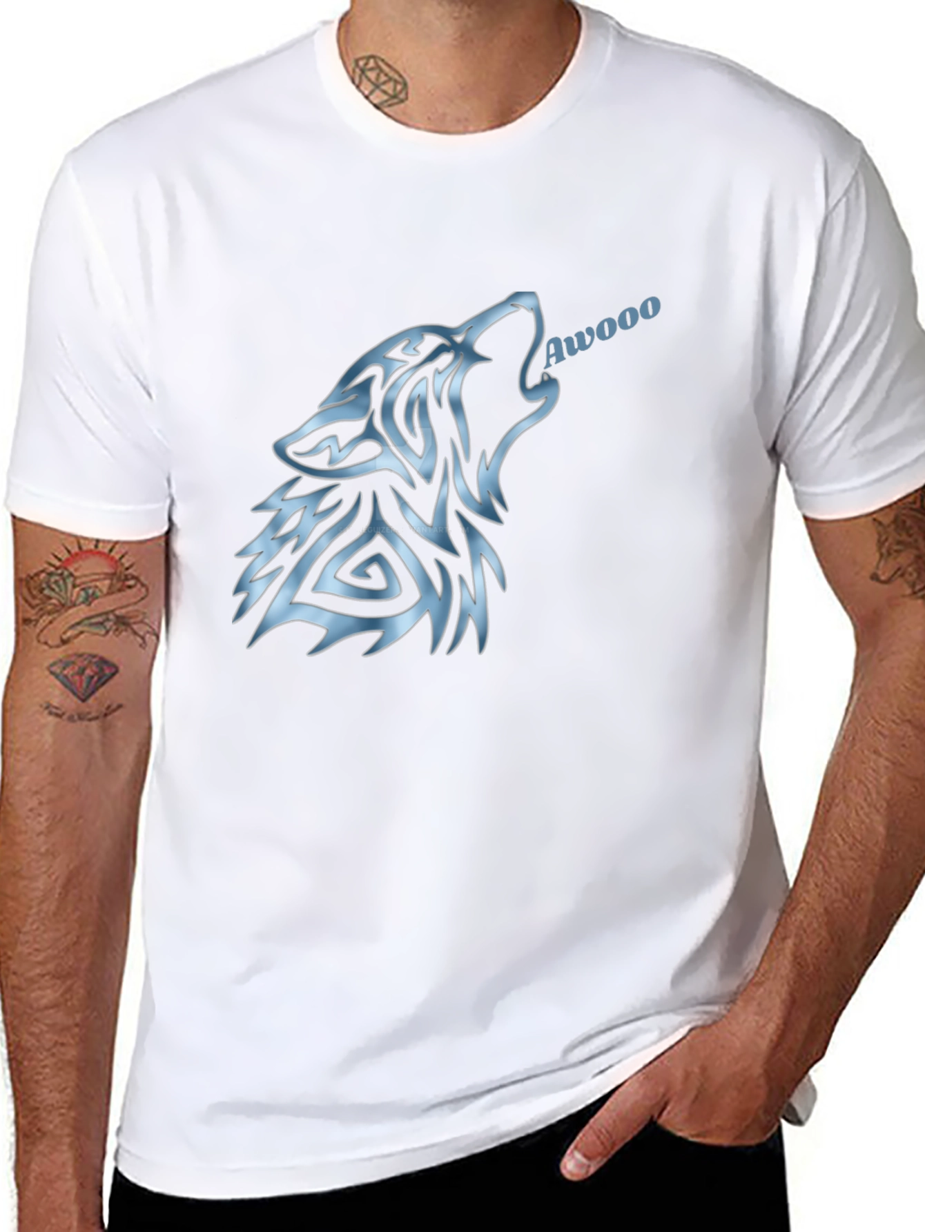 Wolf Awooo Graphic T-Shirt - Black Cotton Tee