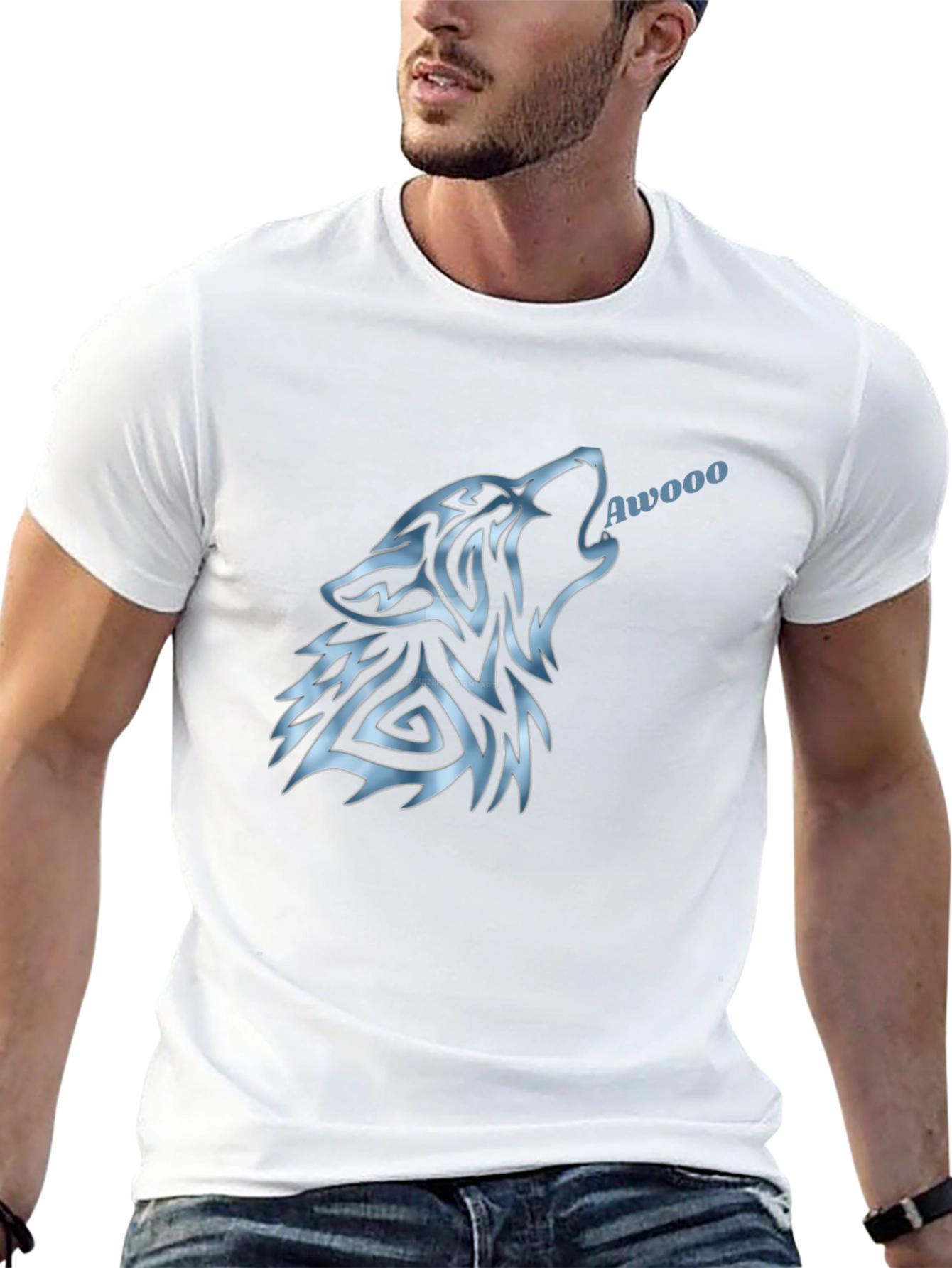 Wolf Awooo Graphic T-Shirt - Black Cotton Tee