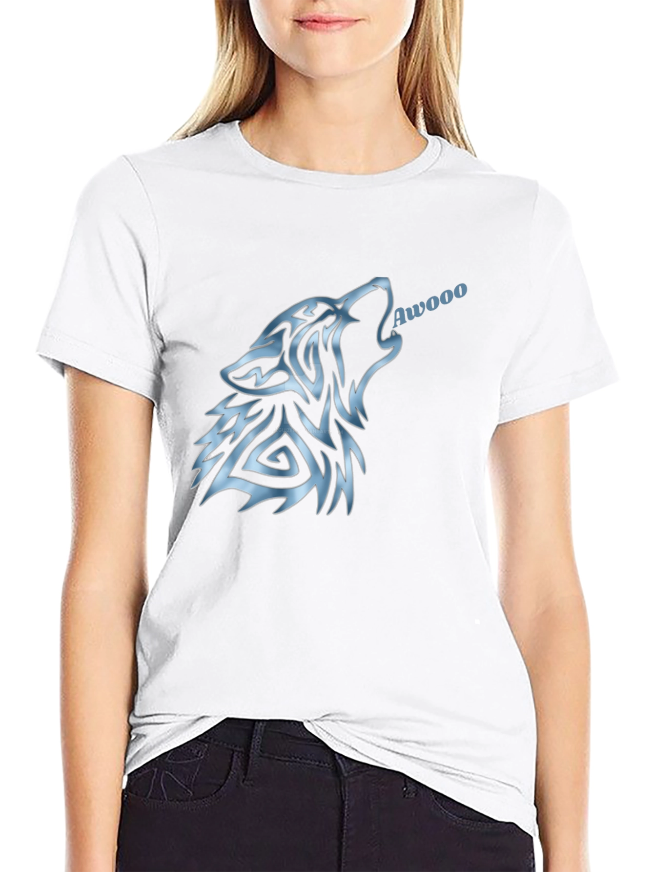 Wolf Awooo Graphic T-Shirt - Black Cotton Tee