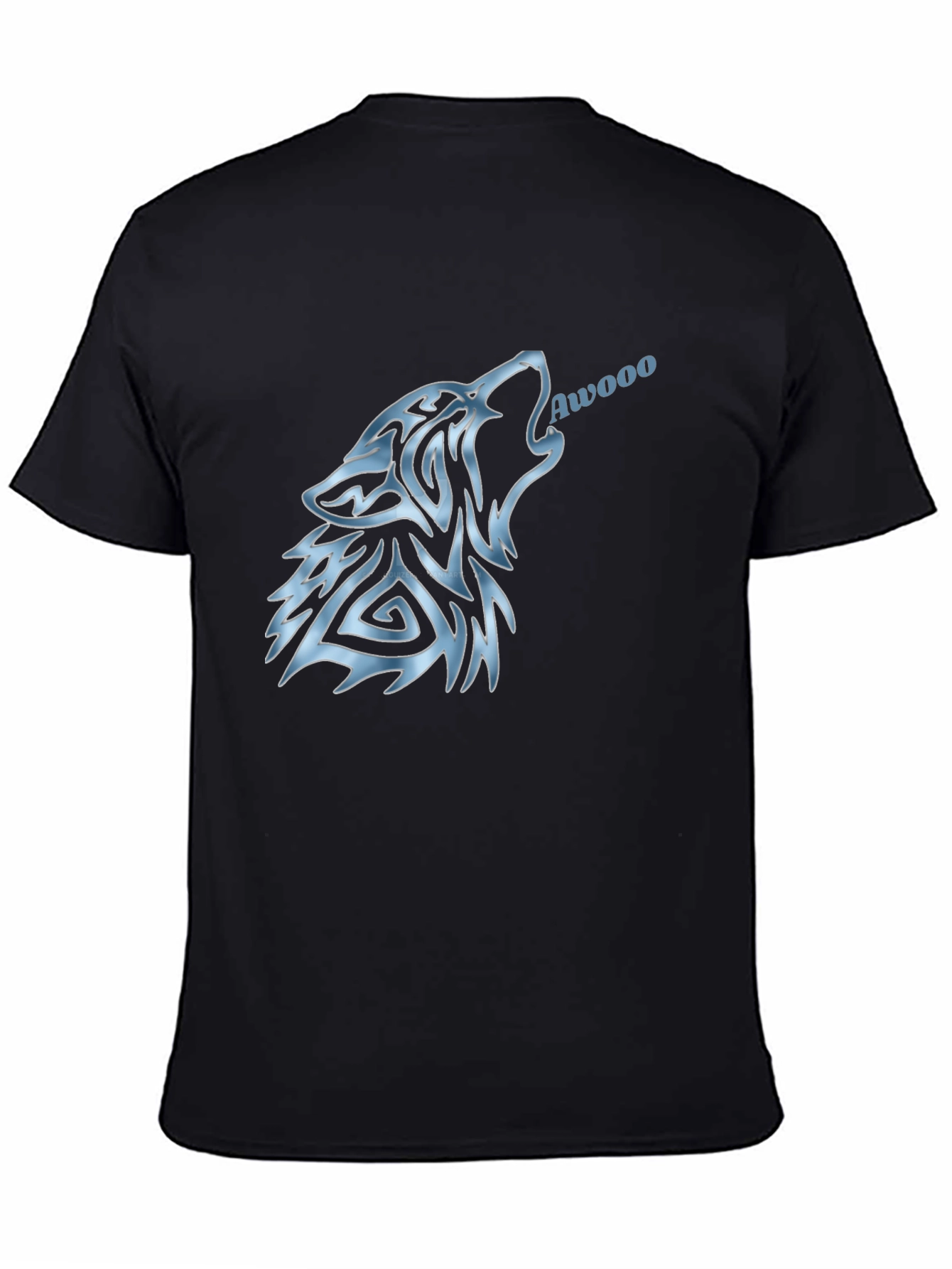 Wolf Awooo Graphic T-Shirt - Black Cotton Tee