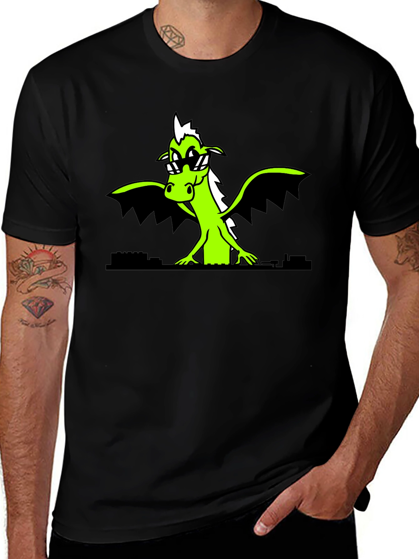 Cool Dragon Graphic Tee - Black Shirt