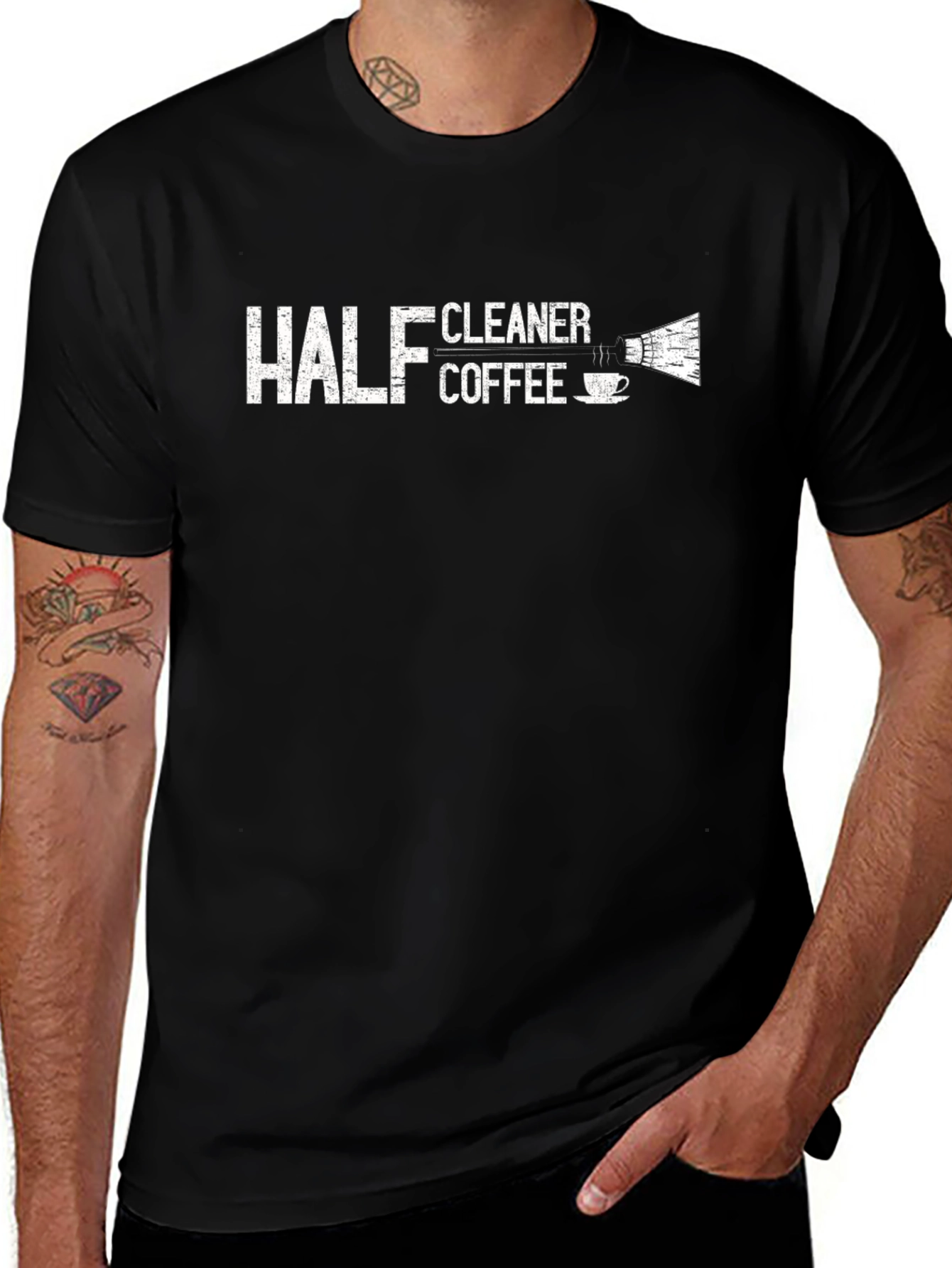 Half Coffee Cleaner Graphic T-Shirt