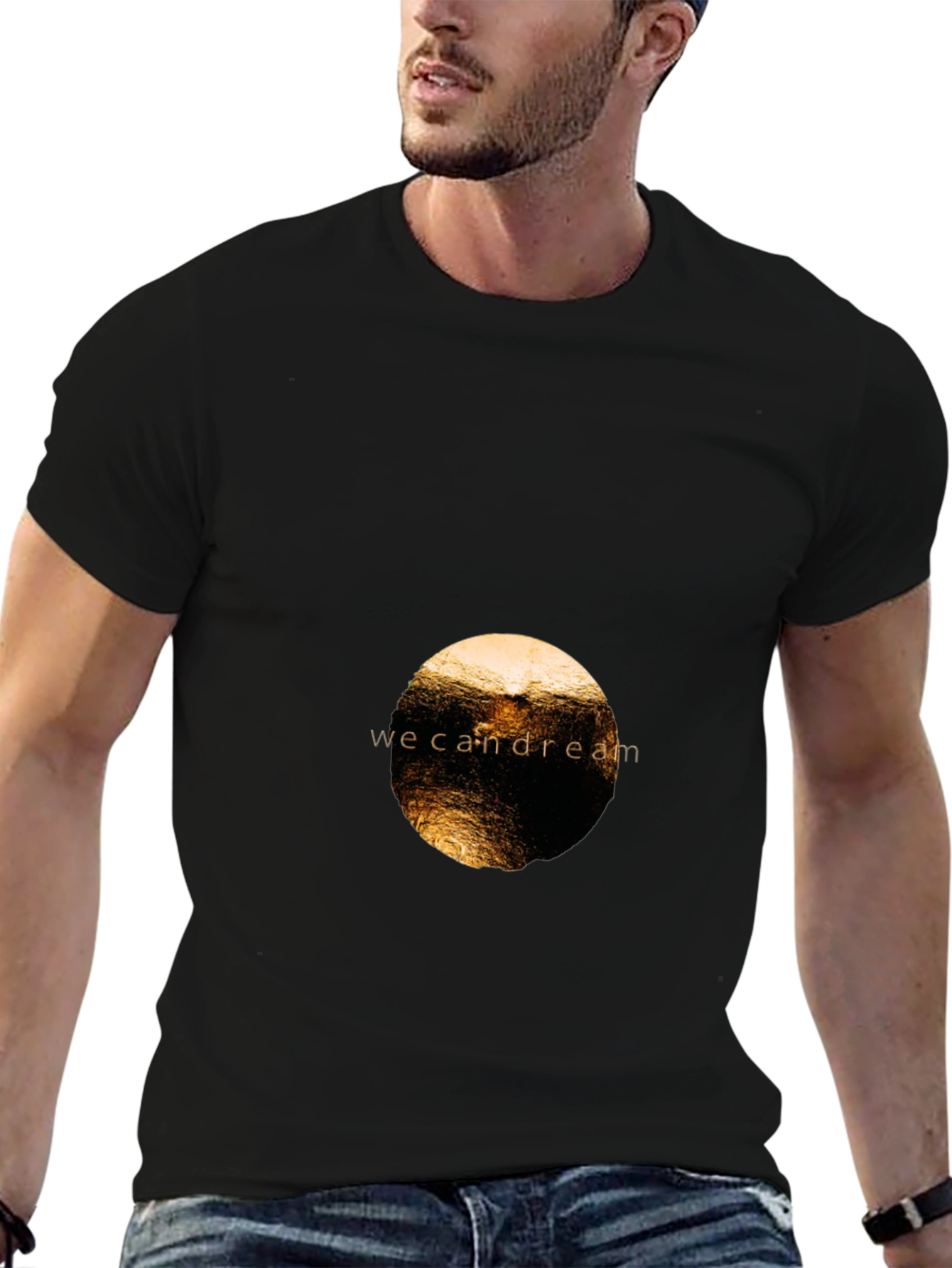 Black Tee with we can dream Graphic