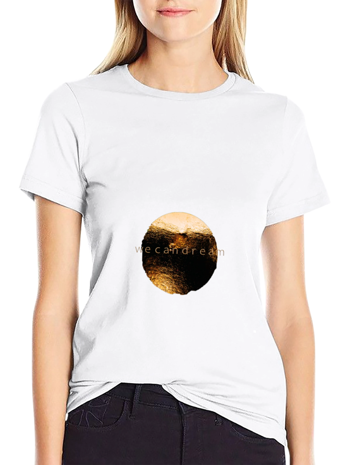Black Tee with we can dream Graphic