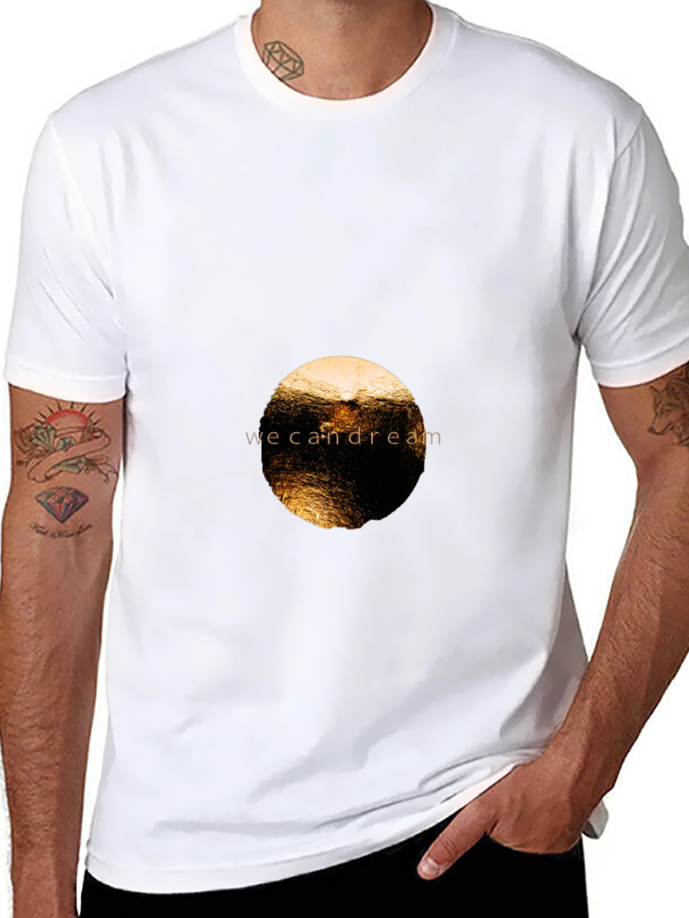 Black Tee with we can dream Graphic