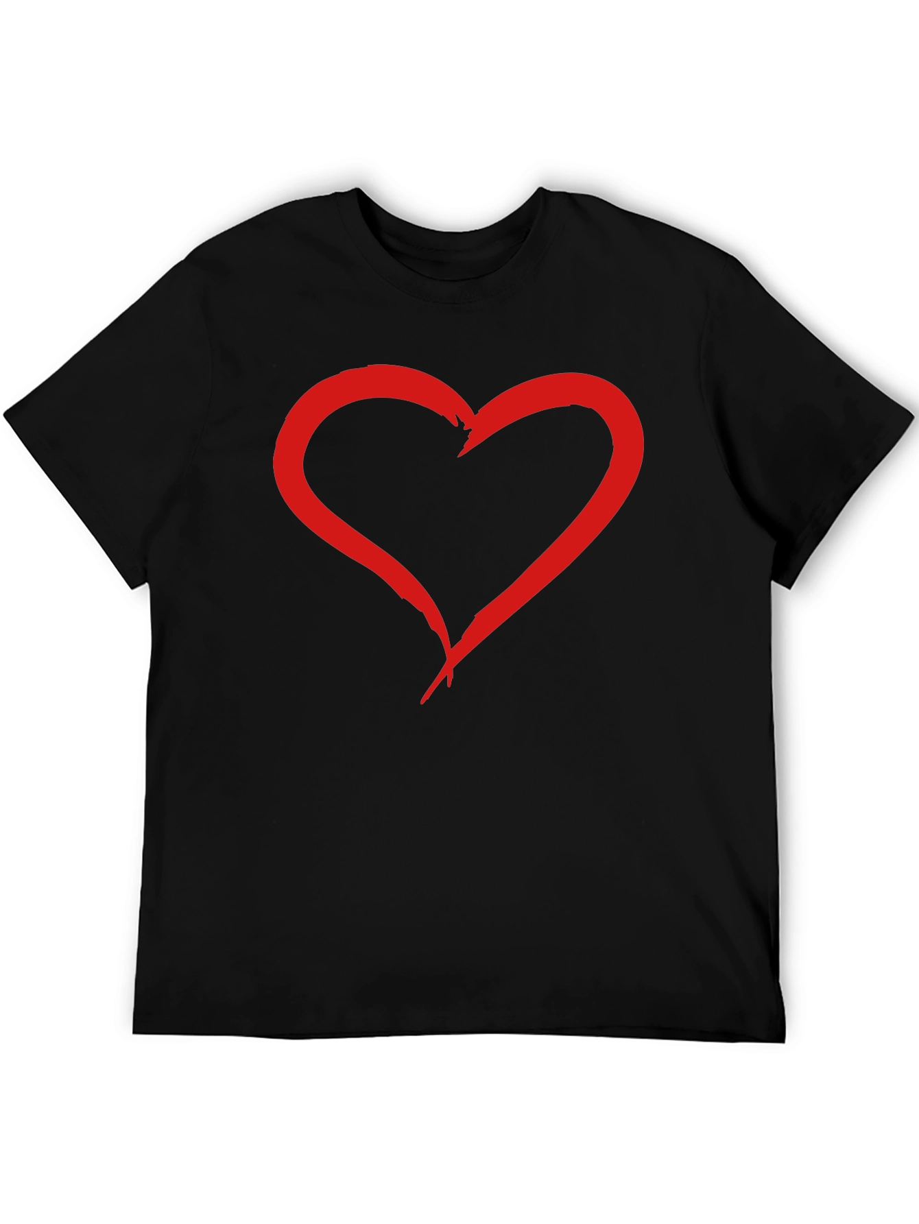 Heart Graphic Tee - Black Cotton T-Shirt