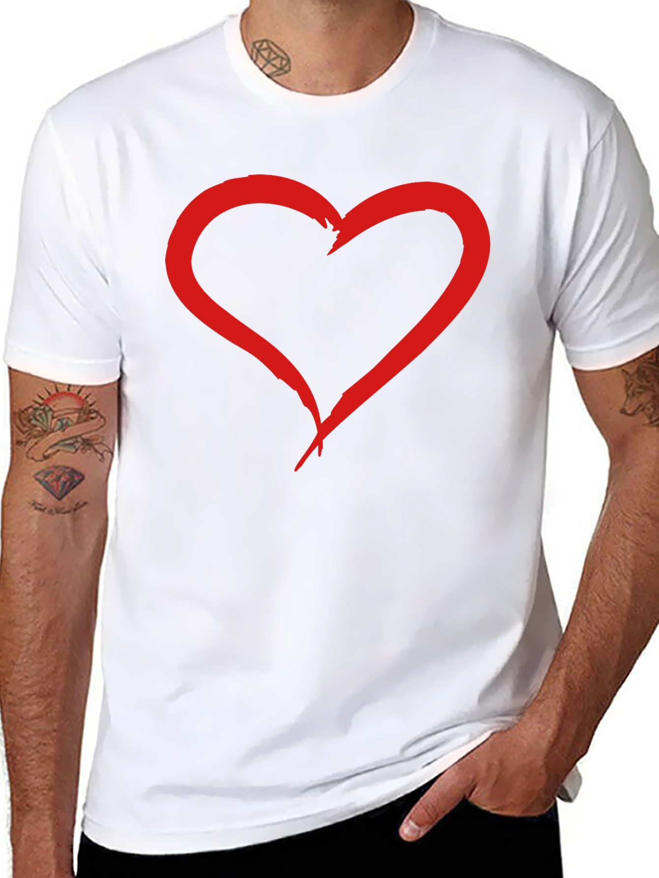 Heart Graphic Tee - Black Cotton T-Shirt