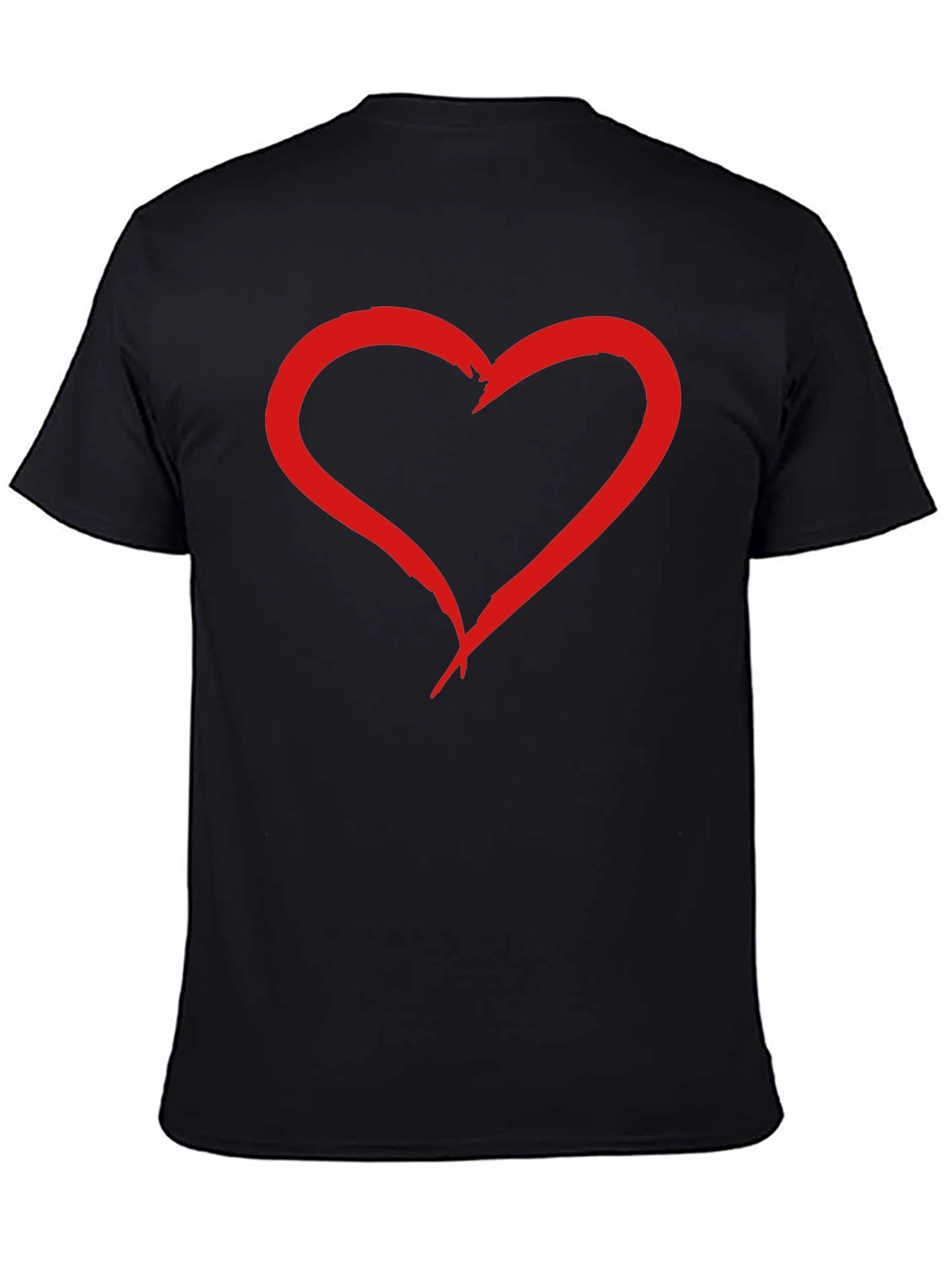 Heart Graphic Tee - Black Cotton T-Shirt