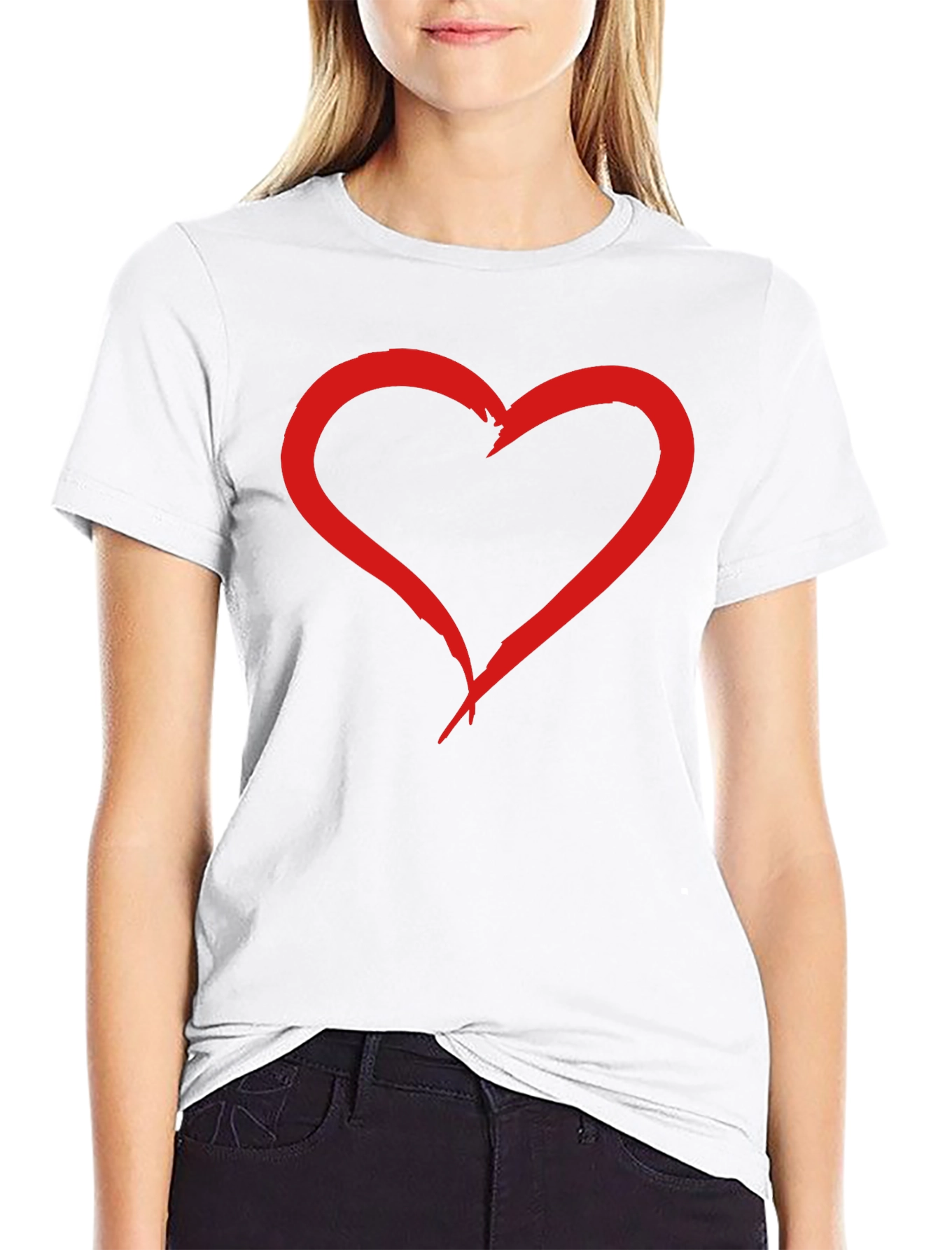 Heart Graphic Tee - Black Cotton T-Shirt