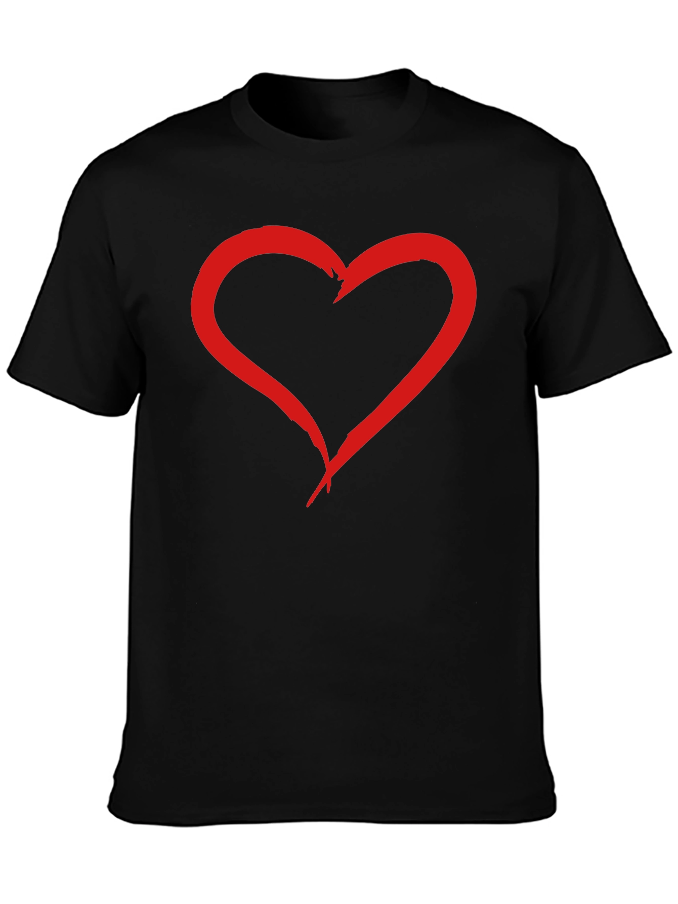 Heart Graphic Tee - Black Cotton T-Shirt