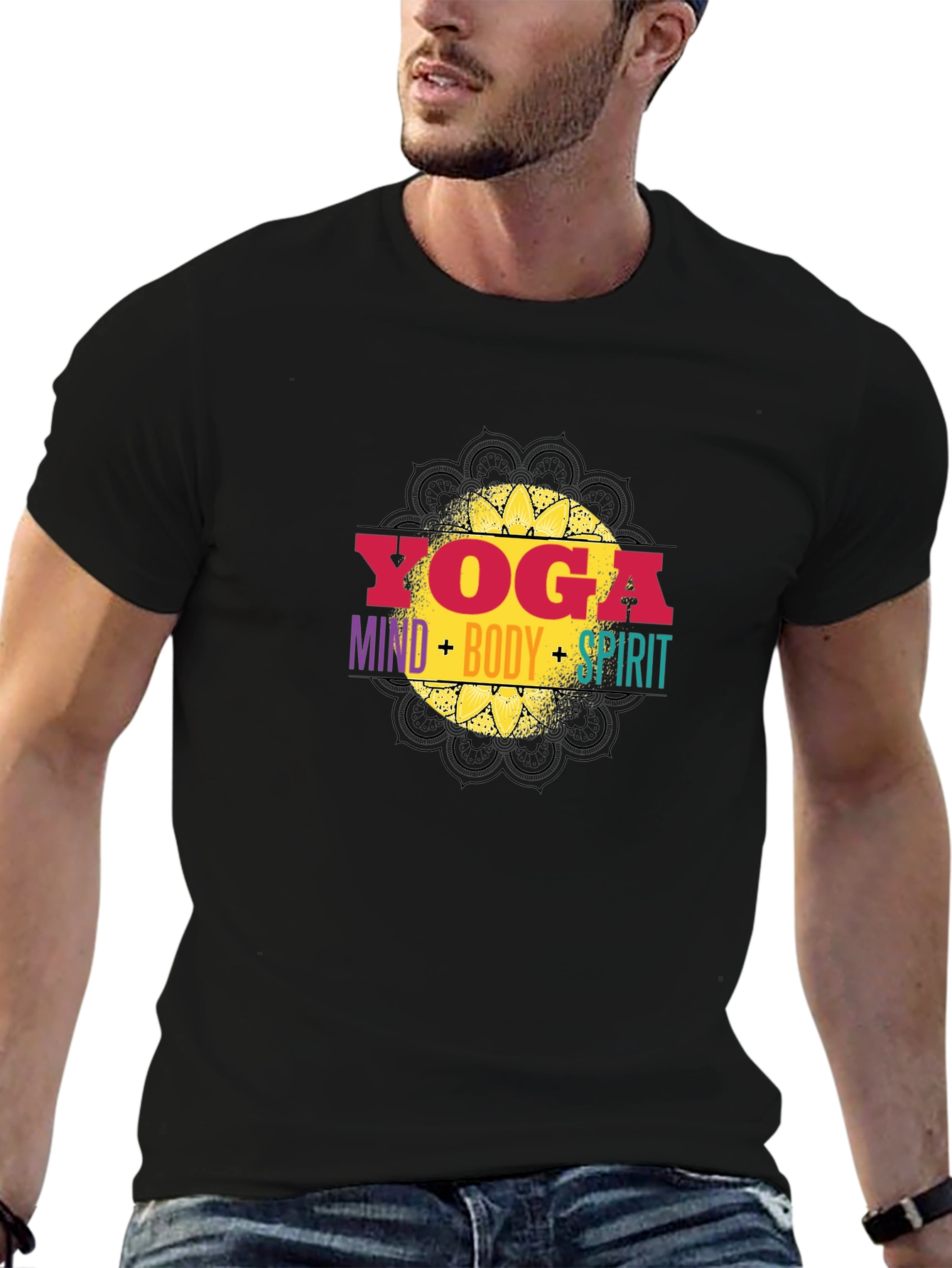 Yoga Mind Body Spirit Black T-Shirt