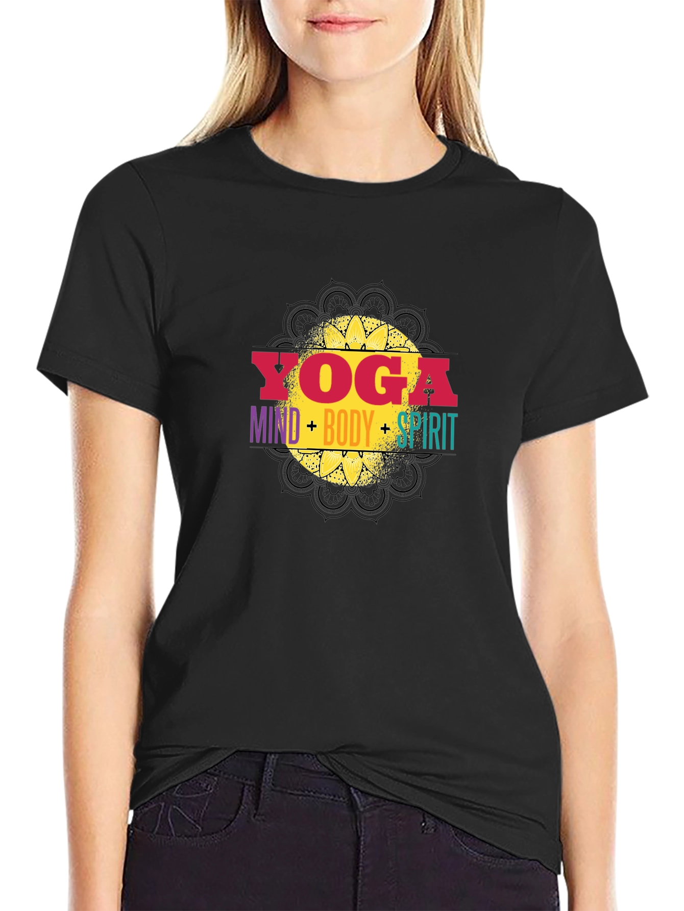 Yoga Mind Body Spirit Black T-Shirt