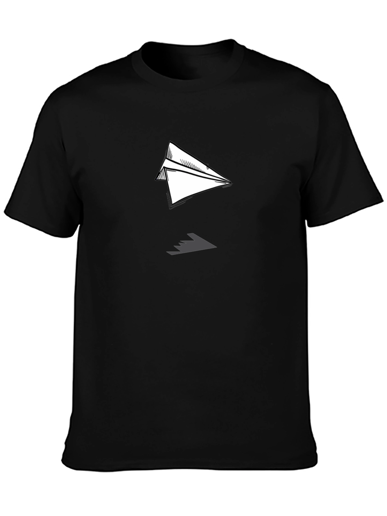 Paper Airplane Graphic Black T-Shirt