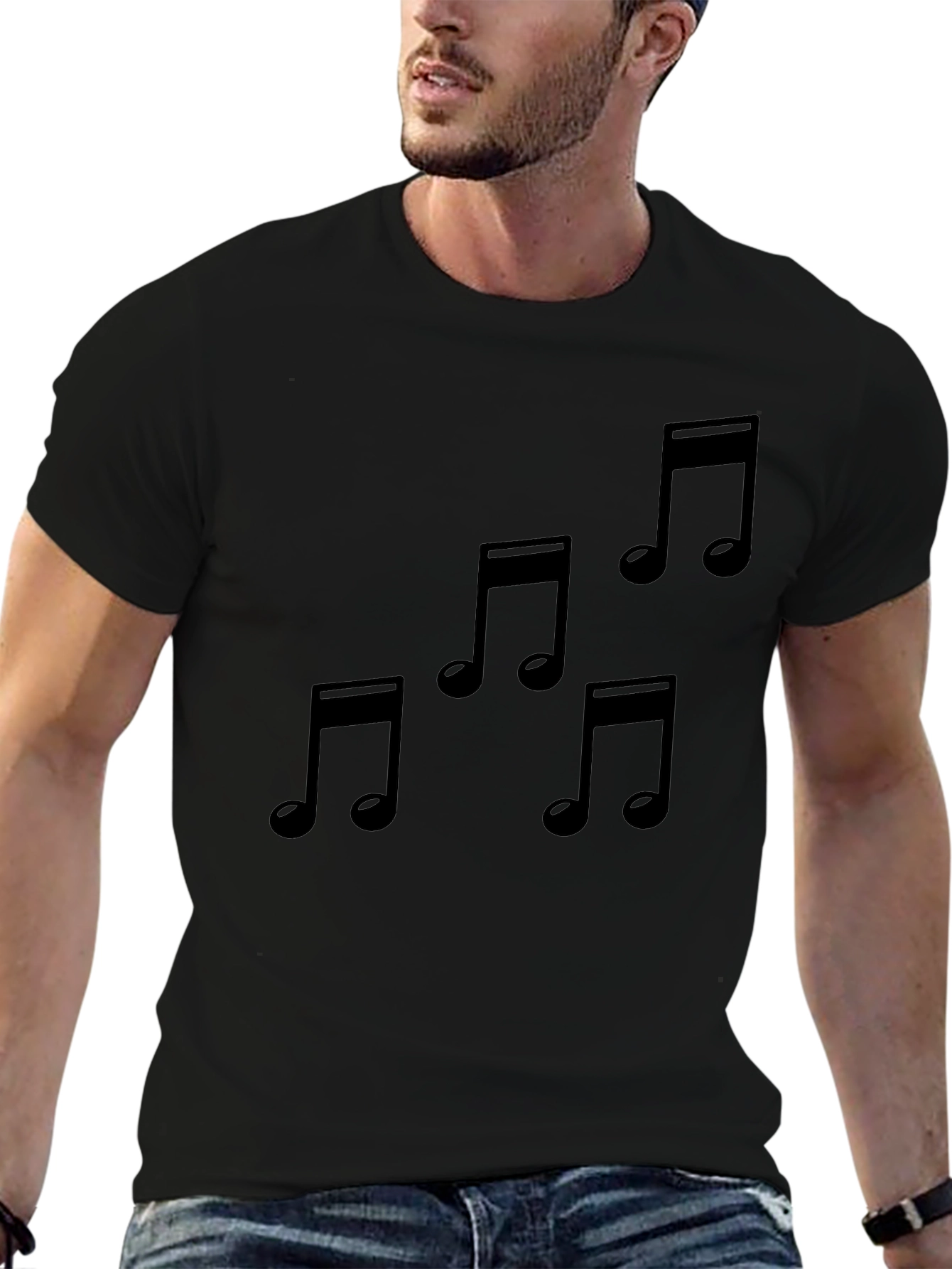 Musical Note T-Shirt - Stylish Black Tee