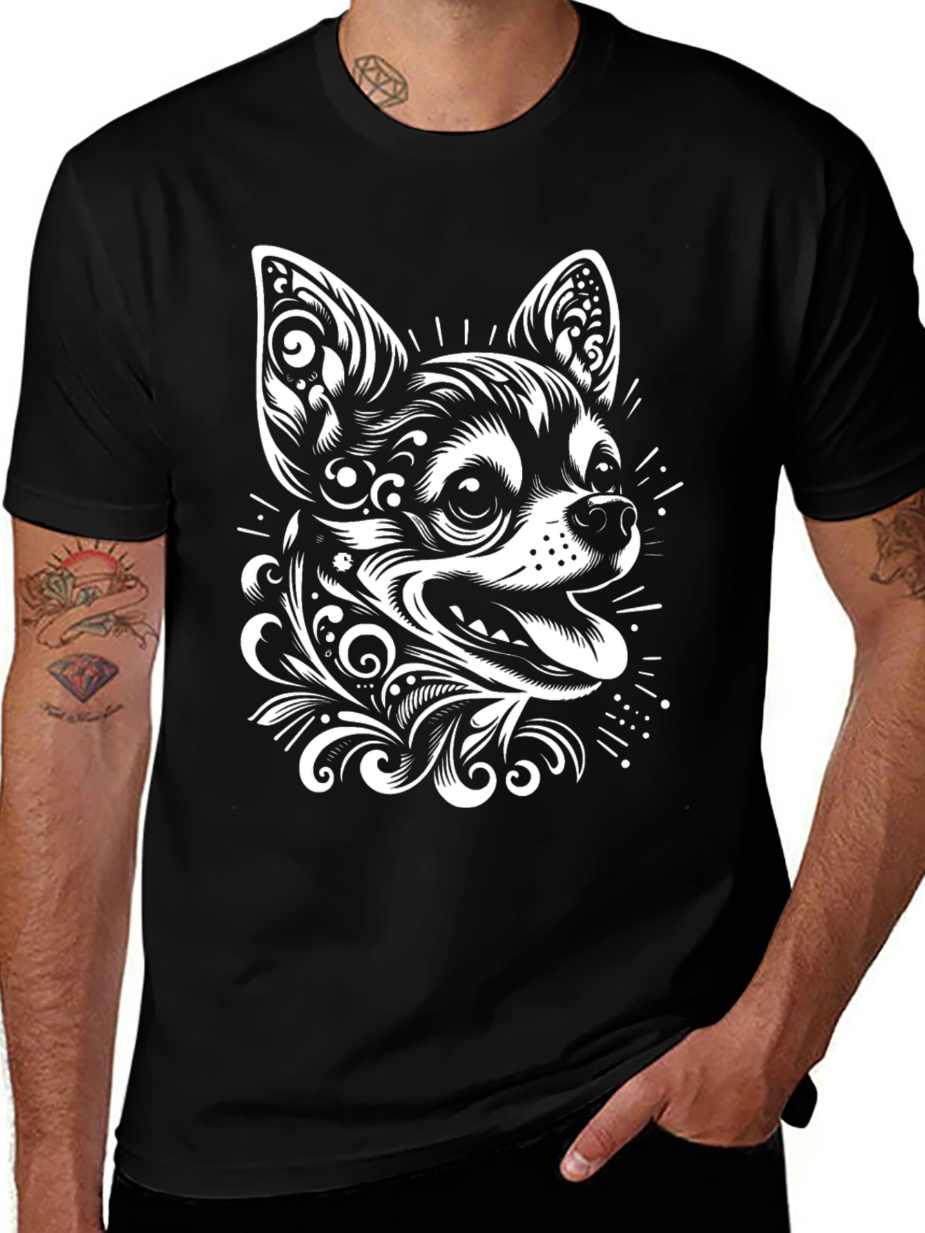 Chihuahua Art Black Tee - Stylish Dog Lover Shirt
