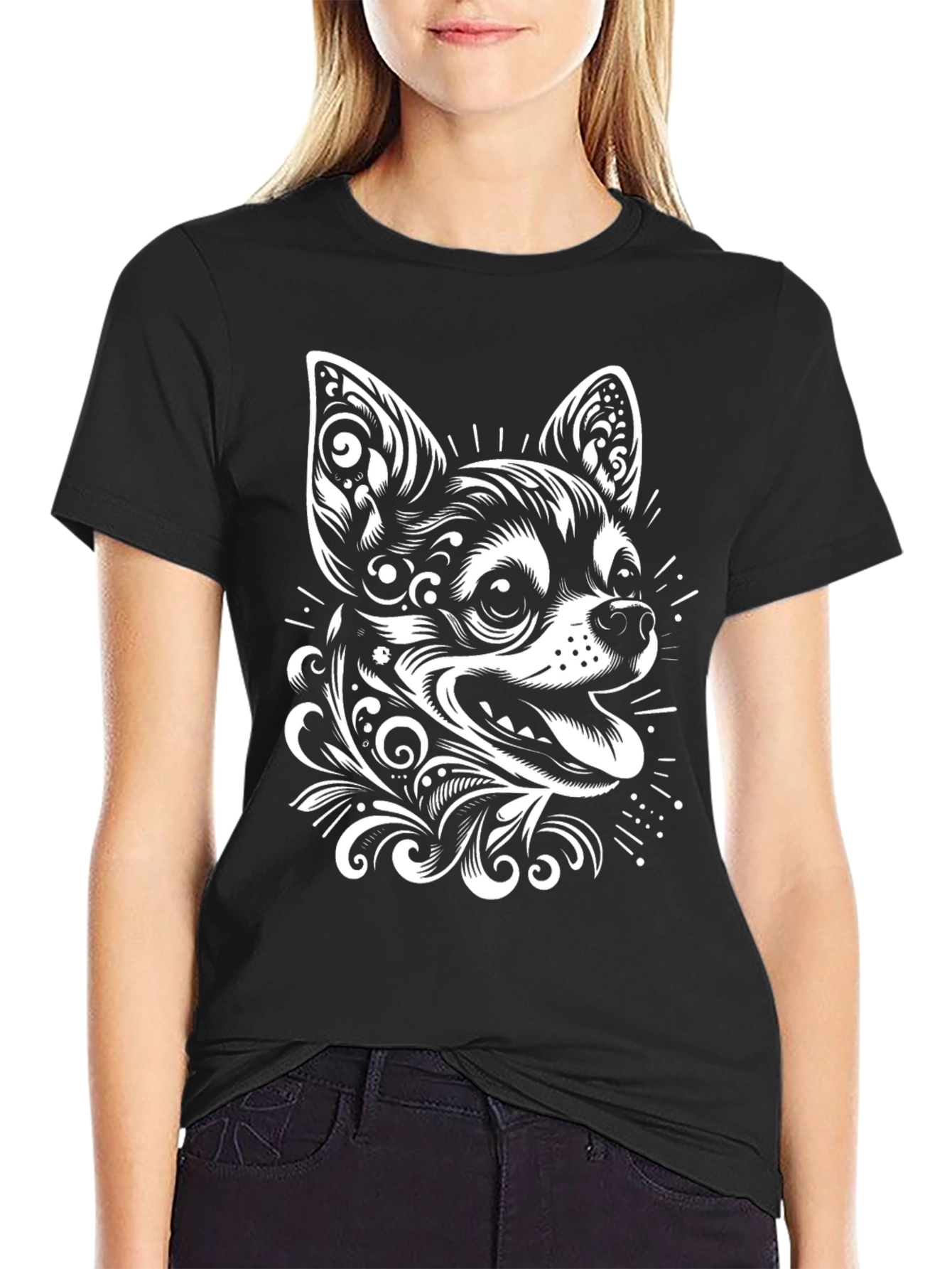 Chihuahua Art Black Tee - Stylish Dog Lover Shirt
