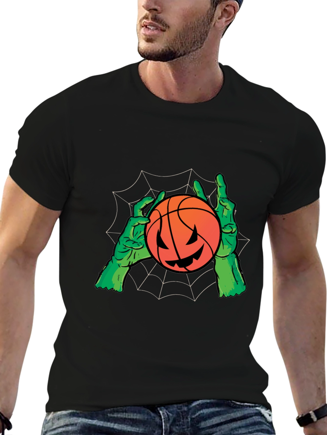 Halloween Pumpkin Basketball Graphic Tee