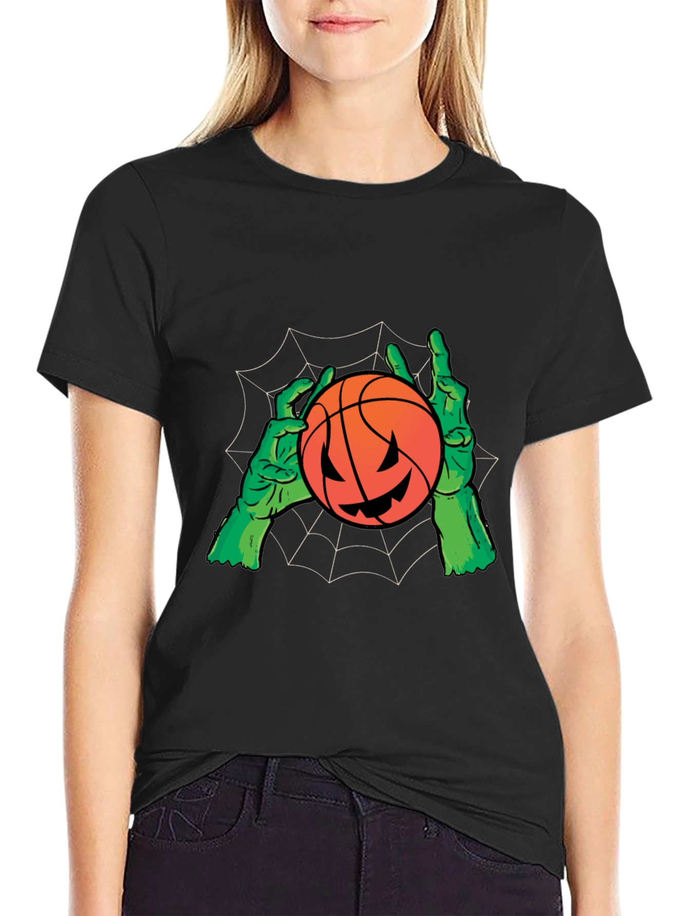 Halloween Pumpkin Basketball Graphic Tee