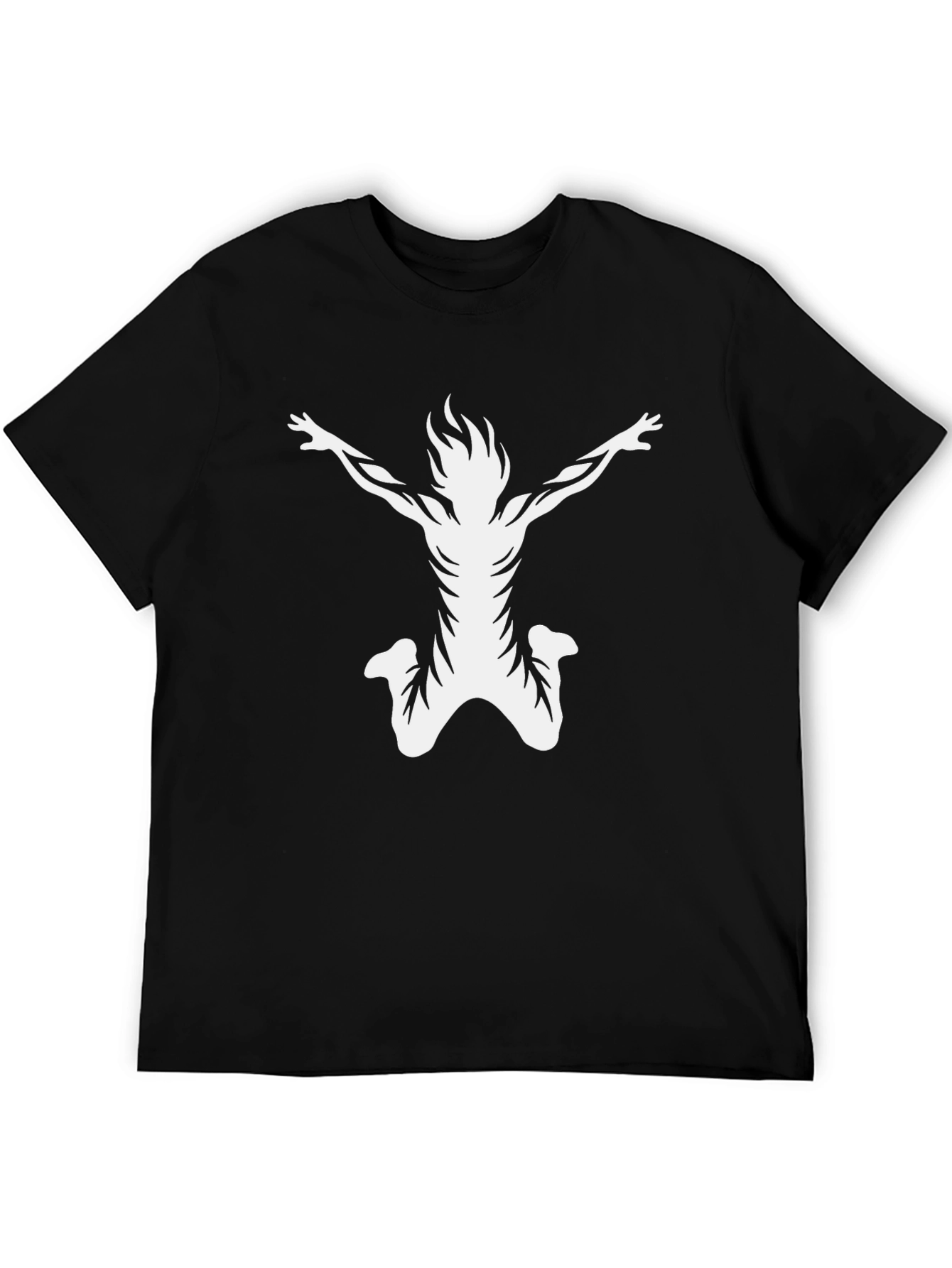Mens Black T-Shirt with White Abstract Design