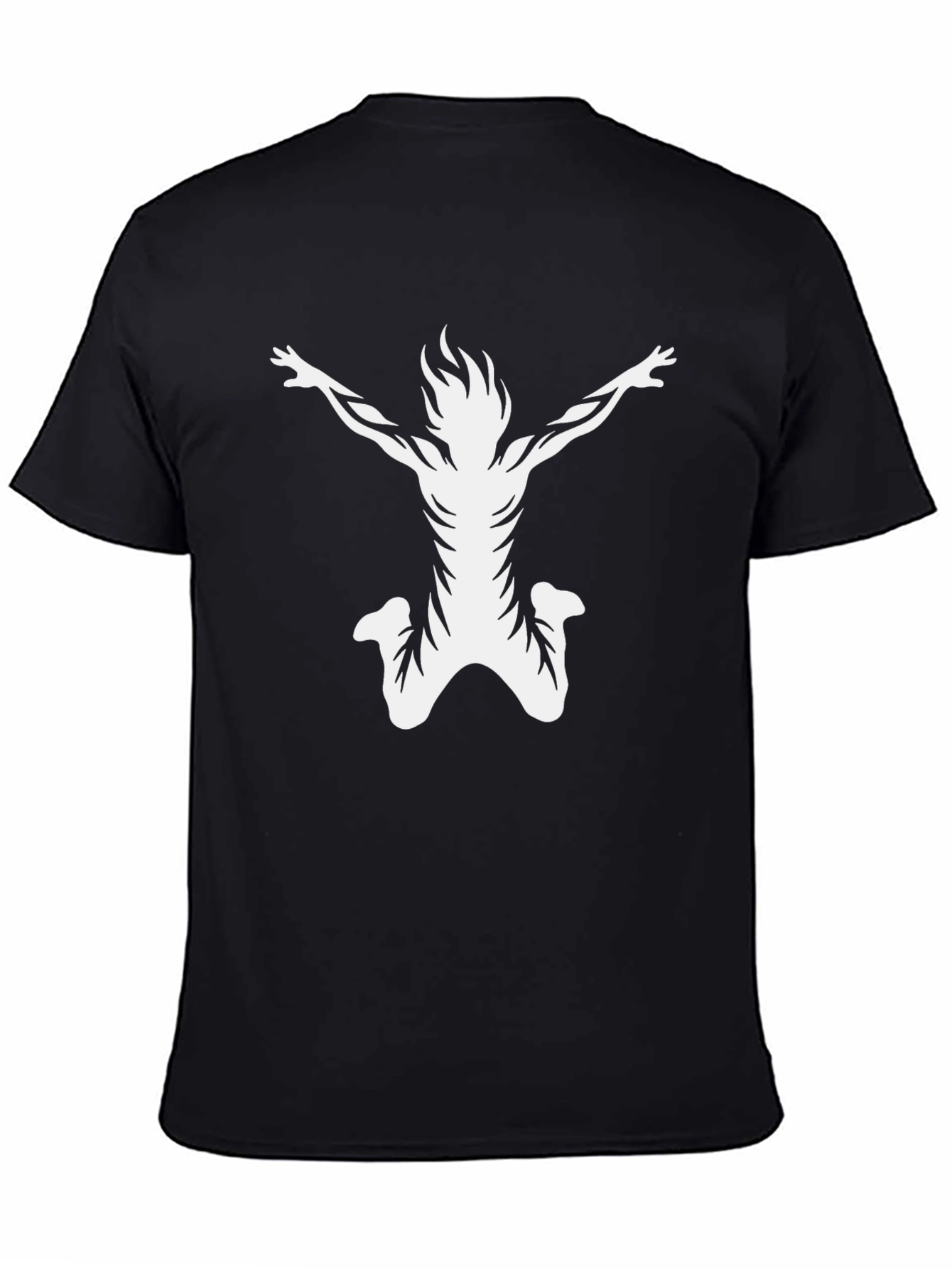 Mens Black T-Shirt with White Abstract Design