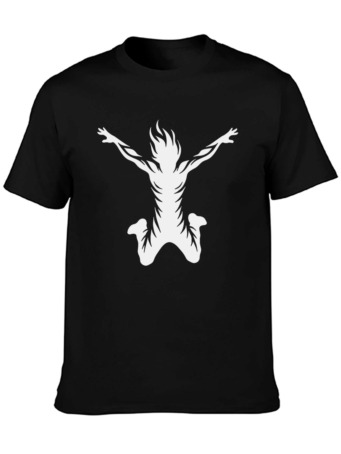 Mens Black T-Shirt with White Abstract Design