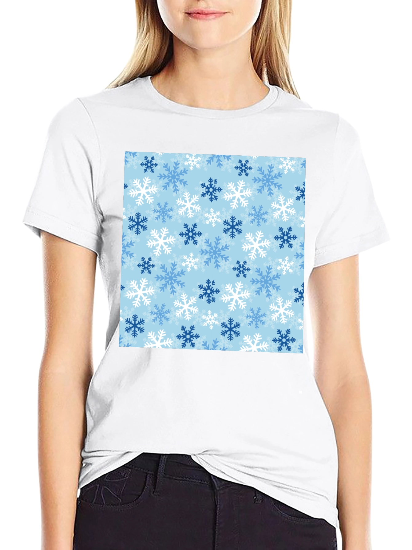 Snowflake Pattern T-Shirt: Festive Winter Style