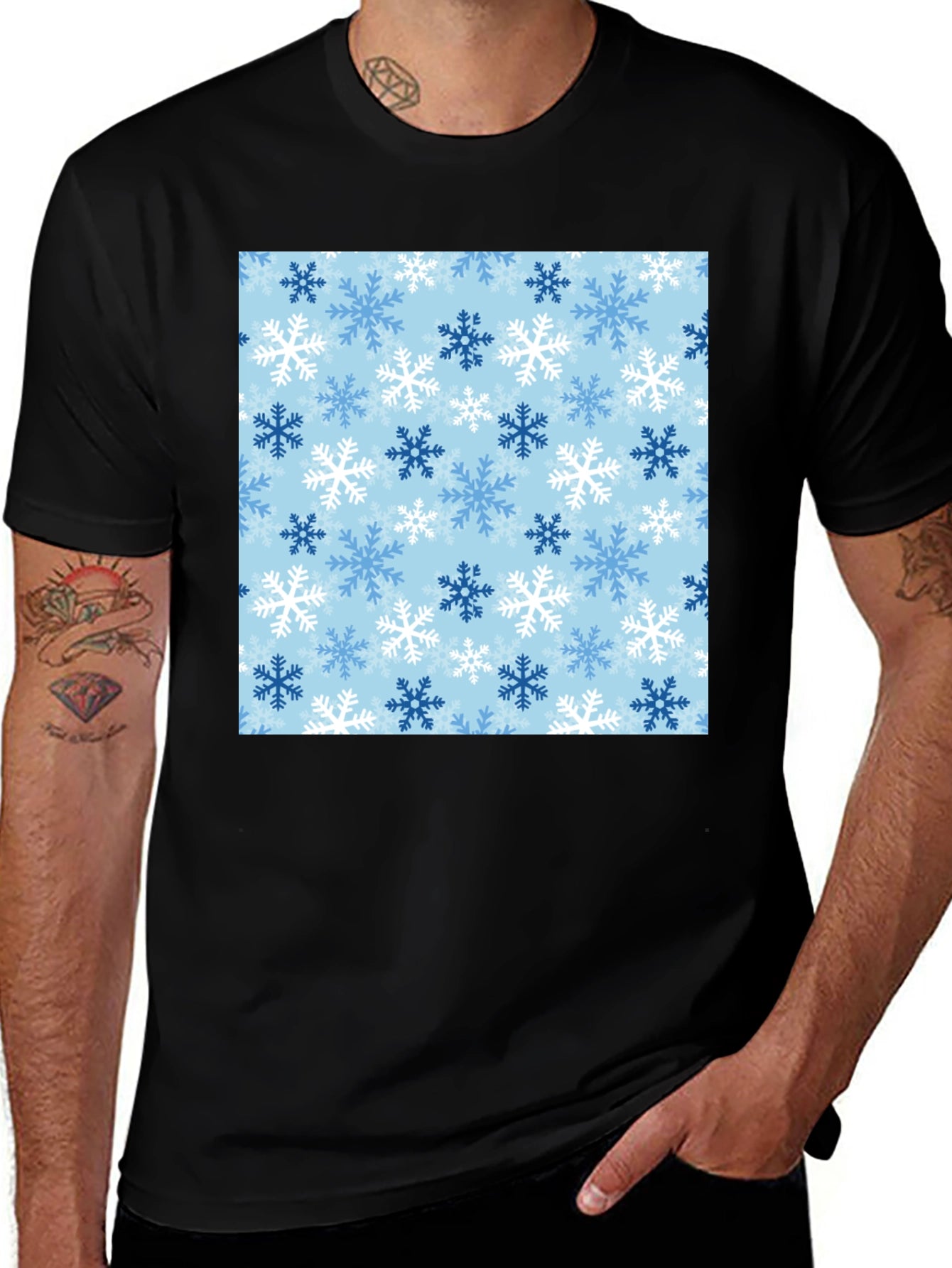 Snowflake Pattern T-Shirt: Festive Winter Style