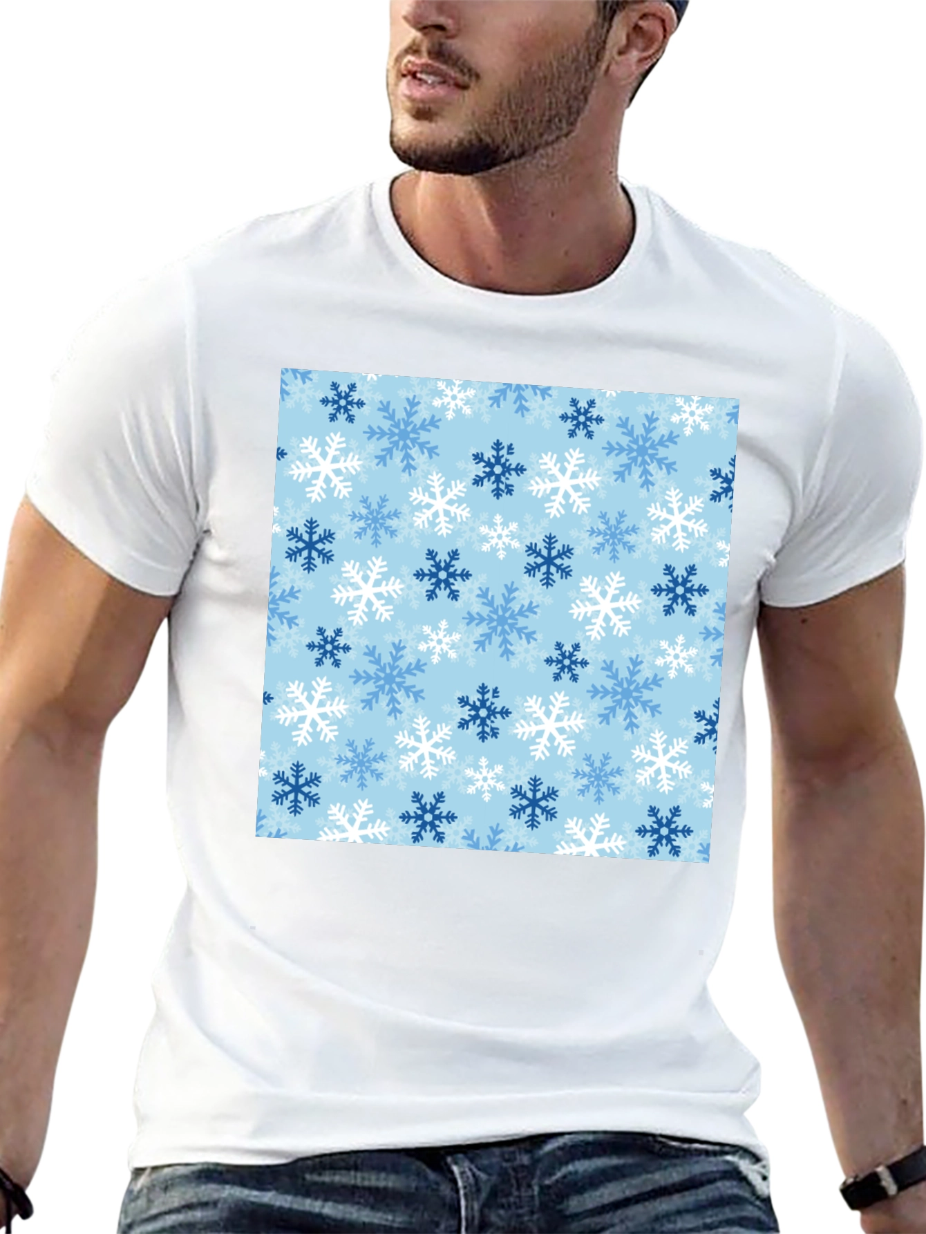 Snowflake Pattern T-Shirt: Festive Winter Style