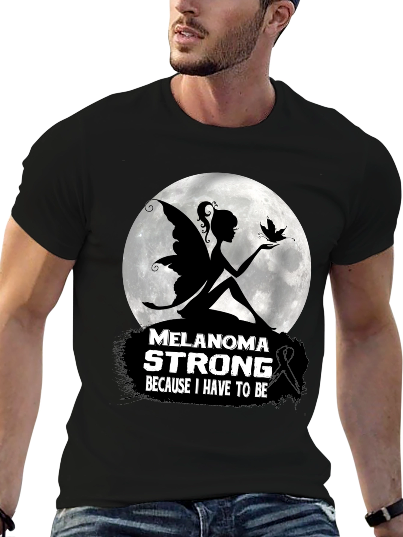 Melanoma Strong T-Shirt - Fairy & Butterfly Design
