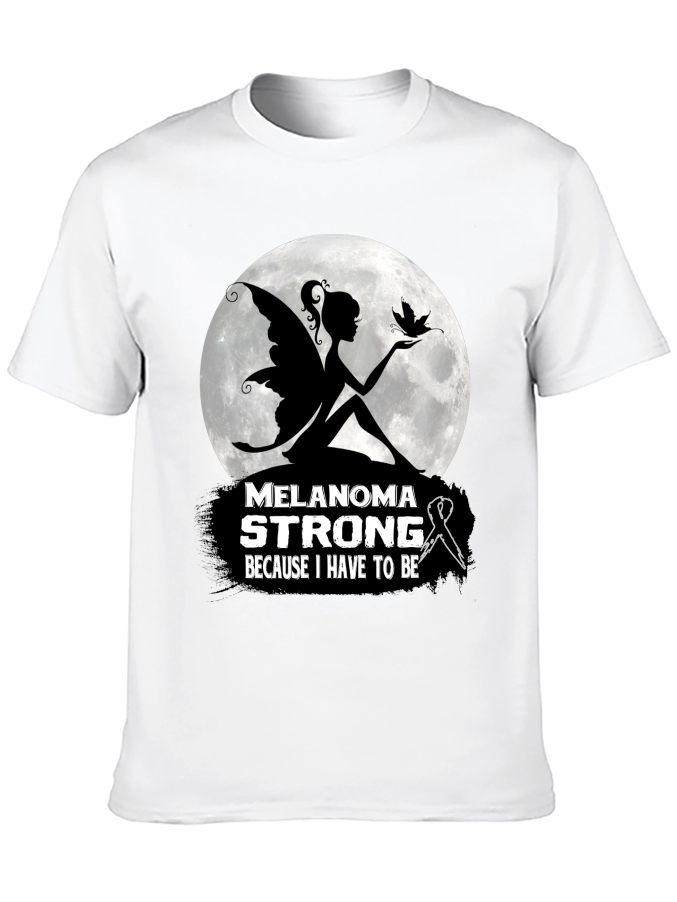 Melanoma Strong T-Shirt - Fairy & Butterfly Design