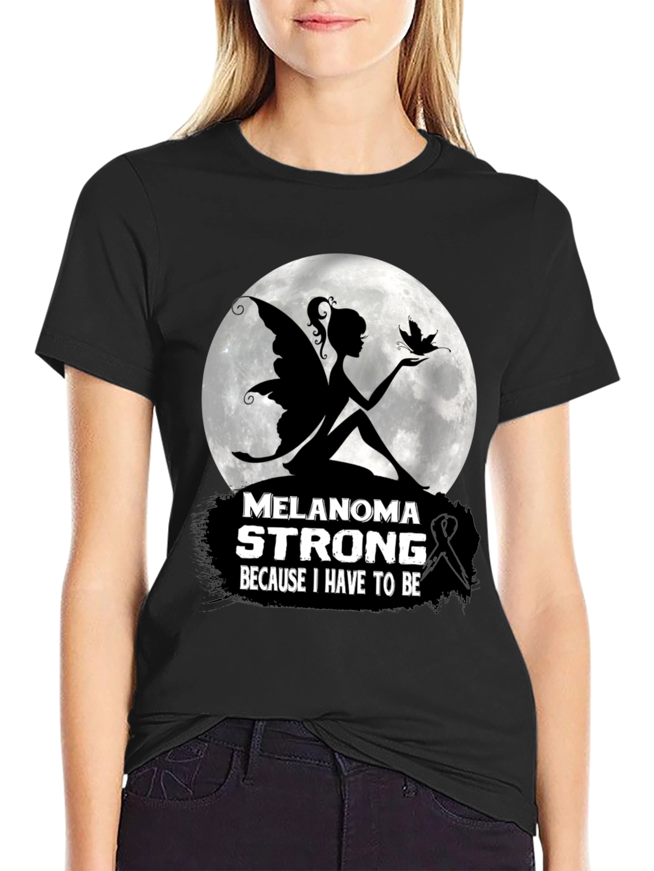 Melanoma Strong T-Shirt - Fairy & Butterfly Design