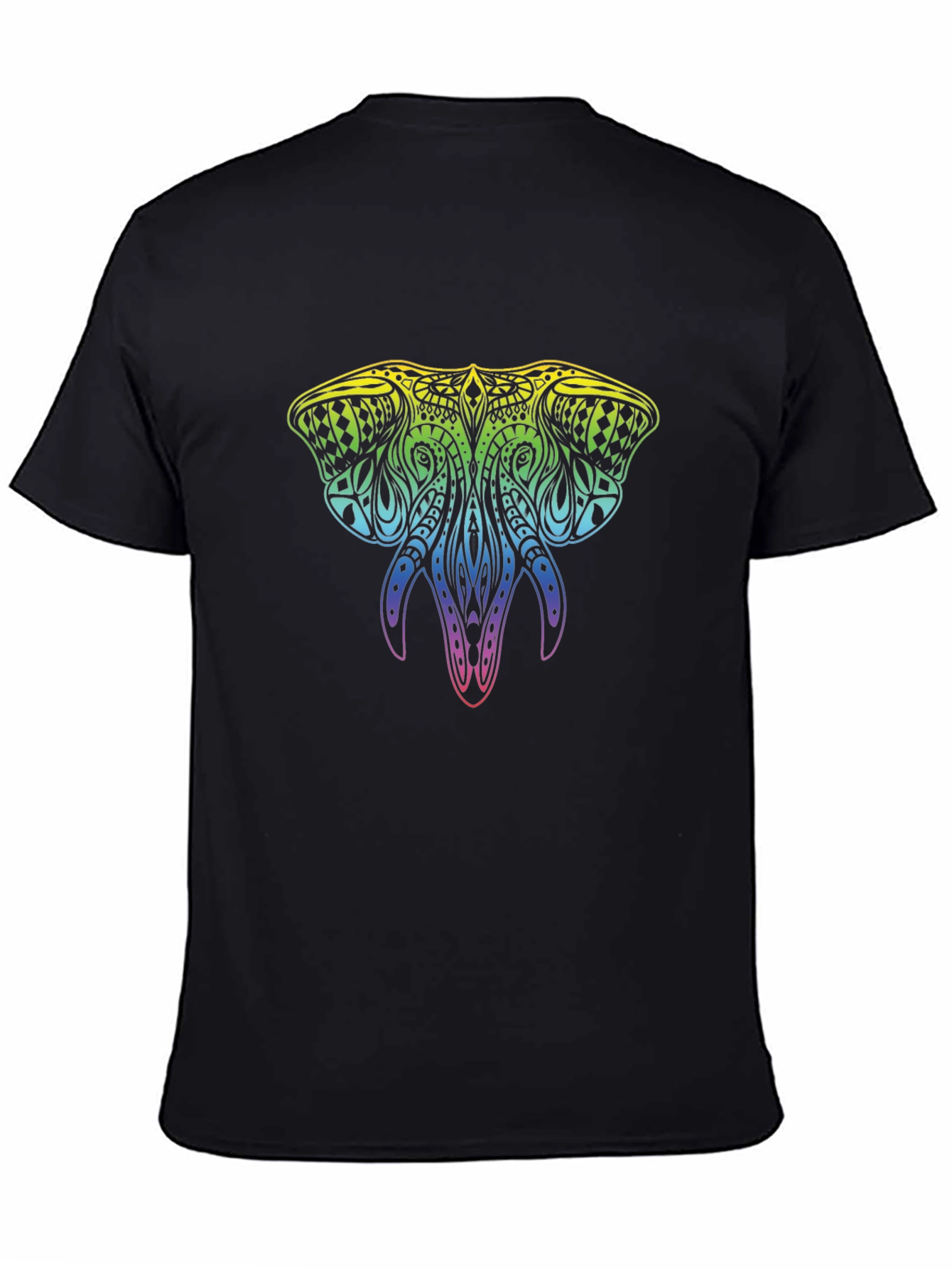 Rainbow Elephant Graphic Black T-Shirt