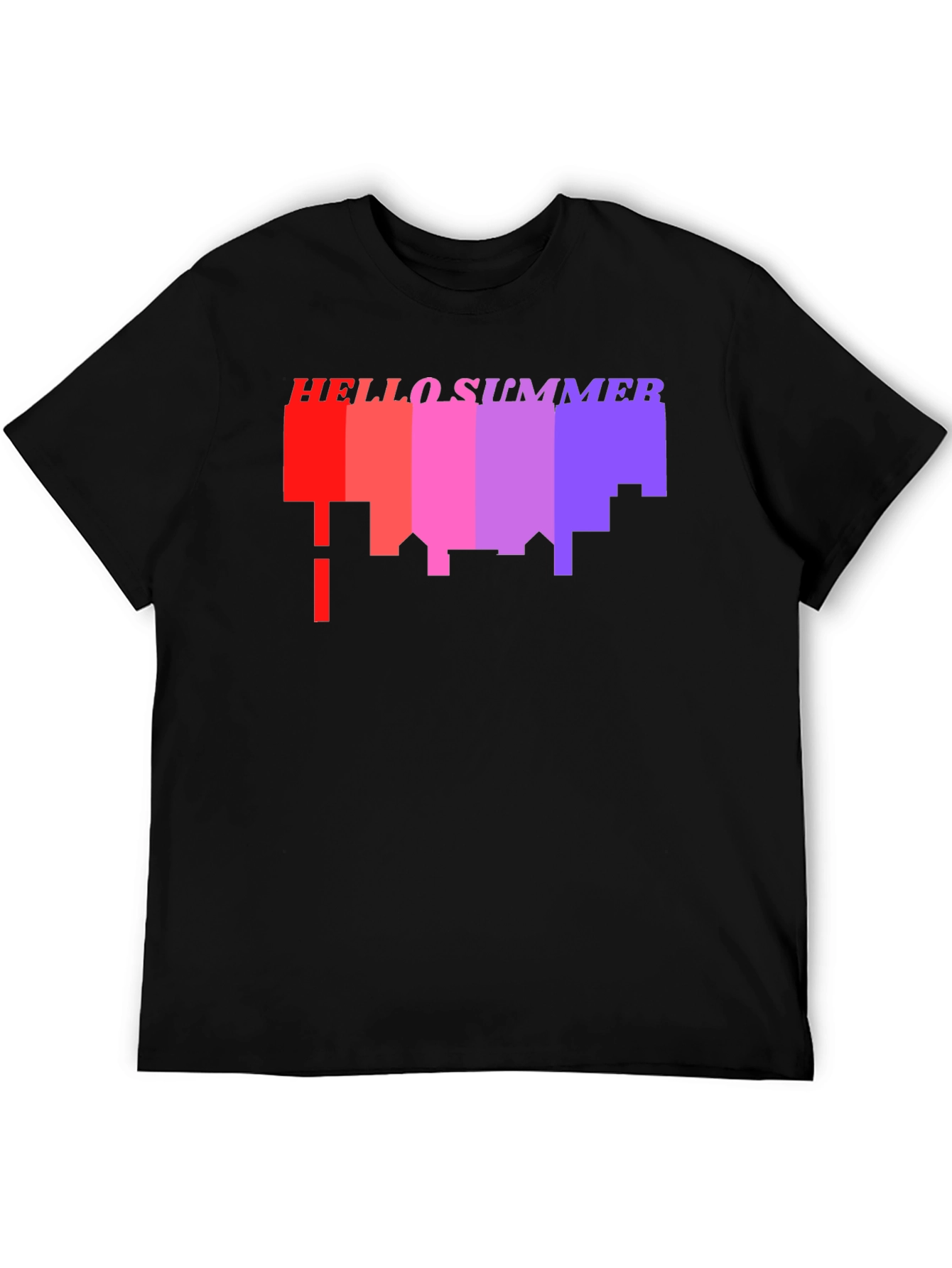 Hello Summer Cityscape Graphic Tee - Black