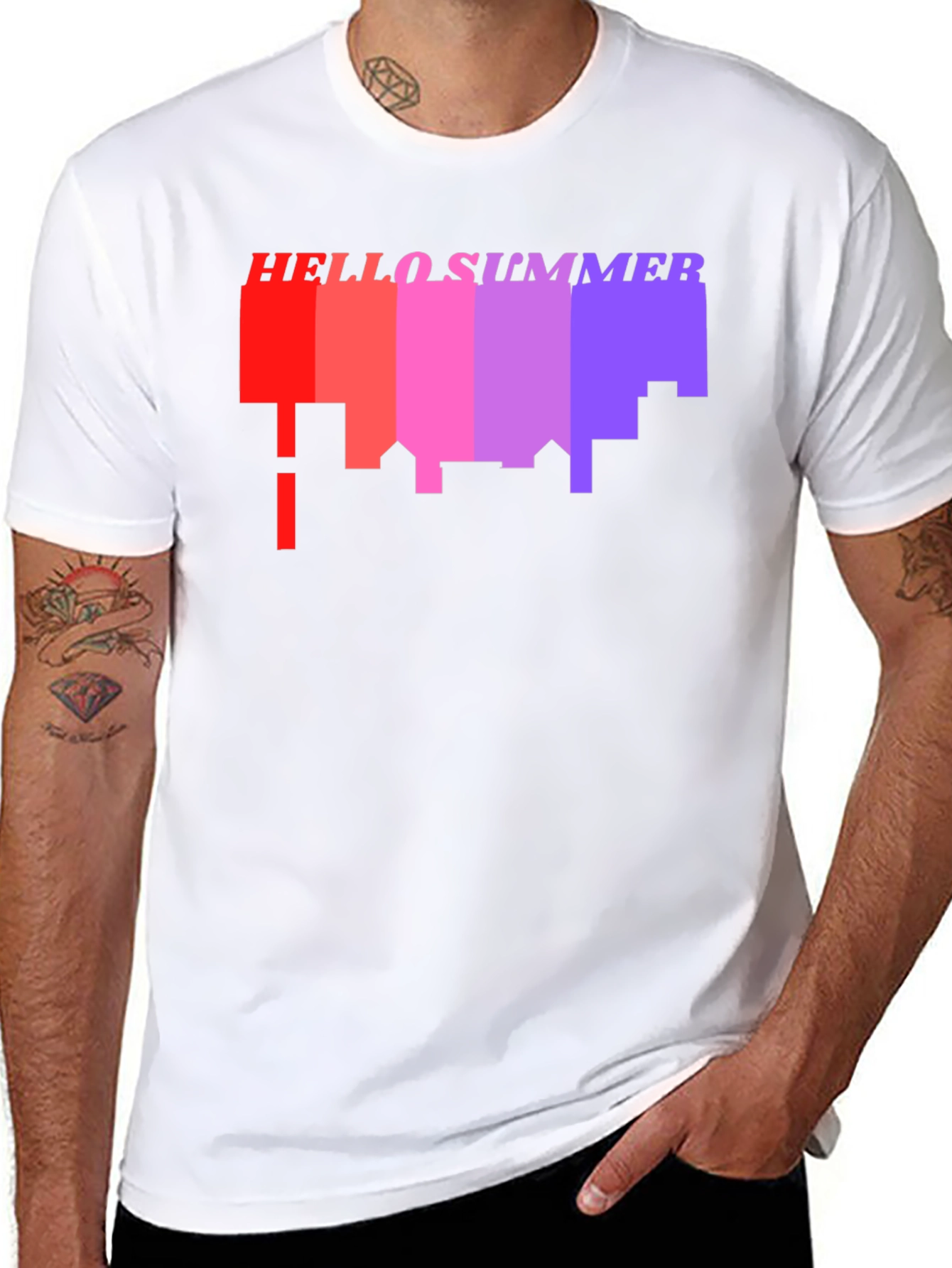 Hello Summer Cityscape Graphic Tee - Black