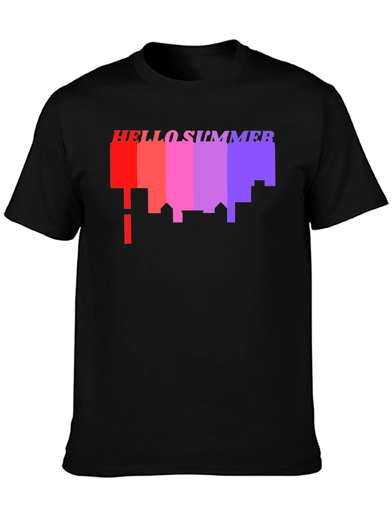 Hello Summer Cityscape Graphic Tee - Black