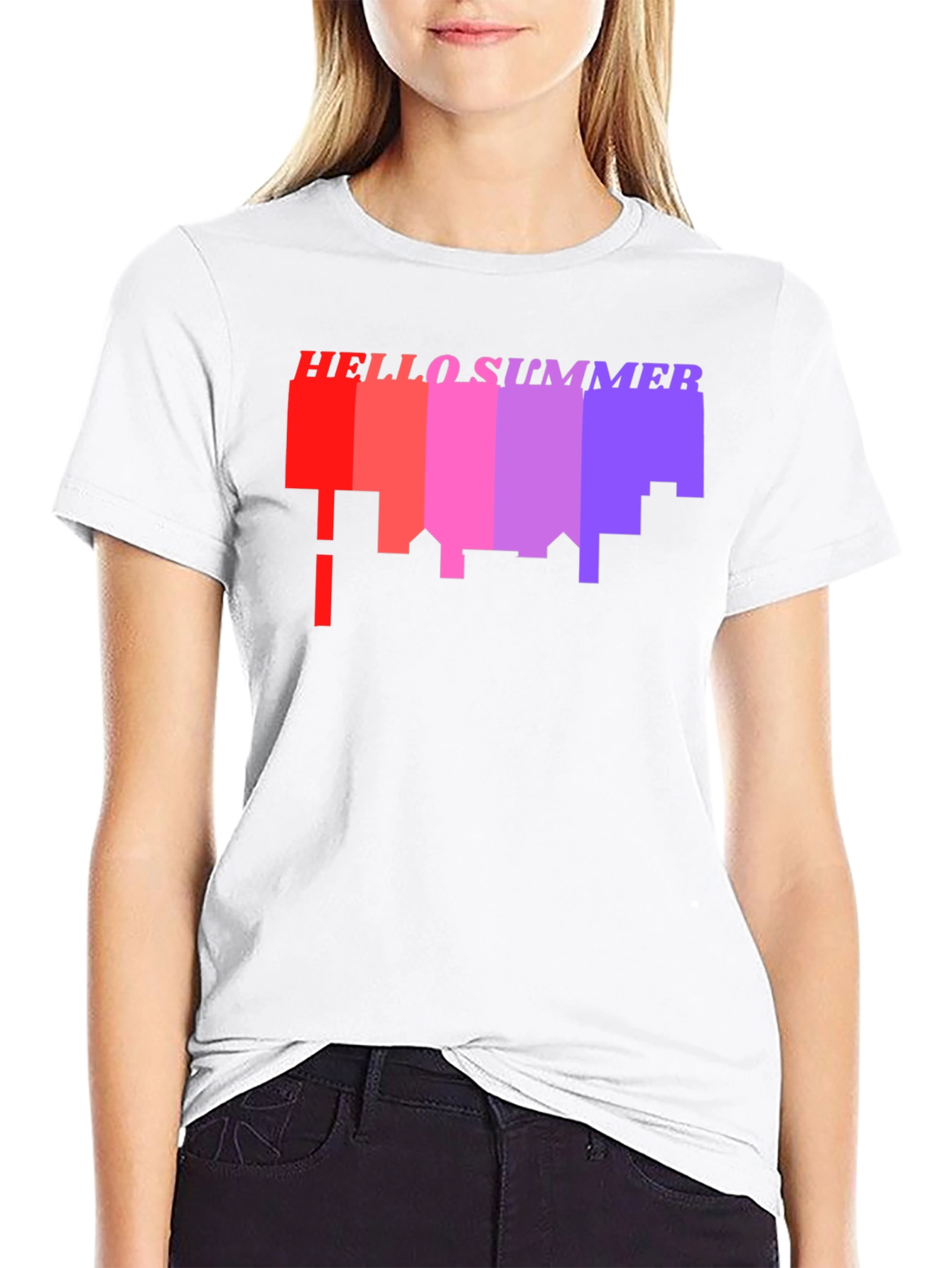 Hello Summer Cityscape Graphic Tee - Black