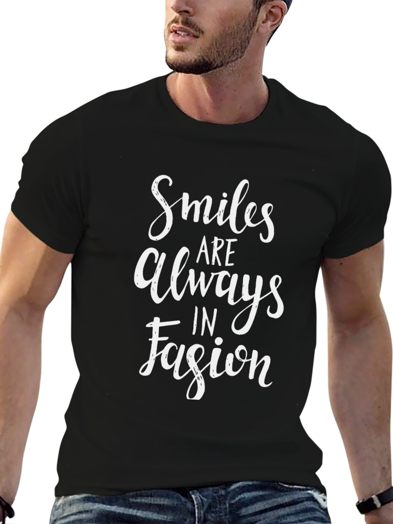 Smiles Always in Fashion Graphic Tee - Classic Black