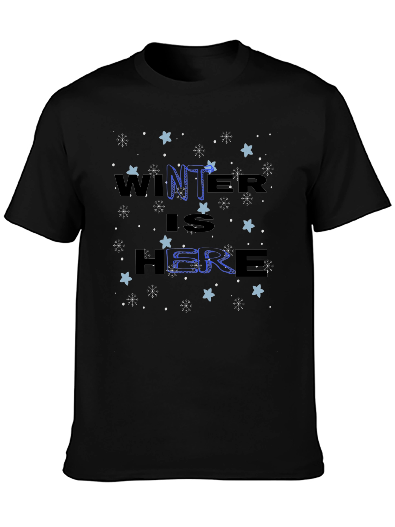 Winter Is Here Graphic Tee - Black Cotton Shirt