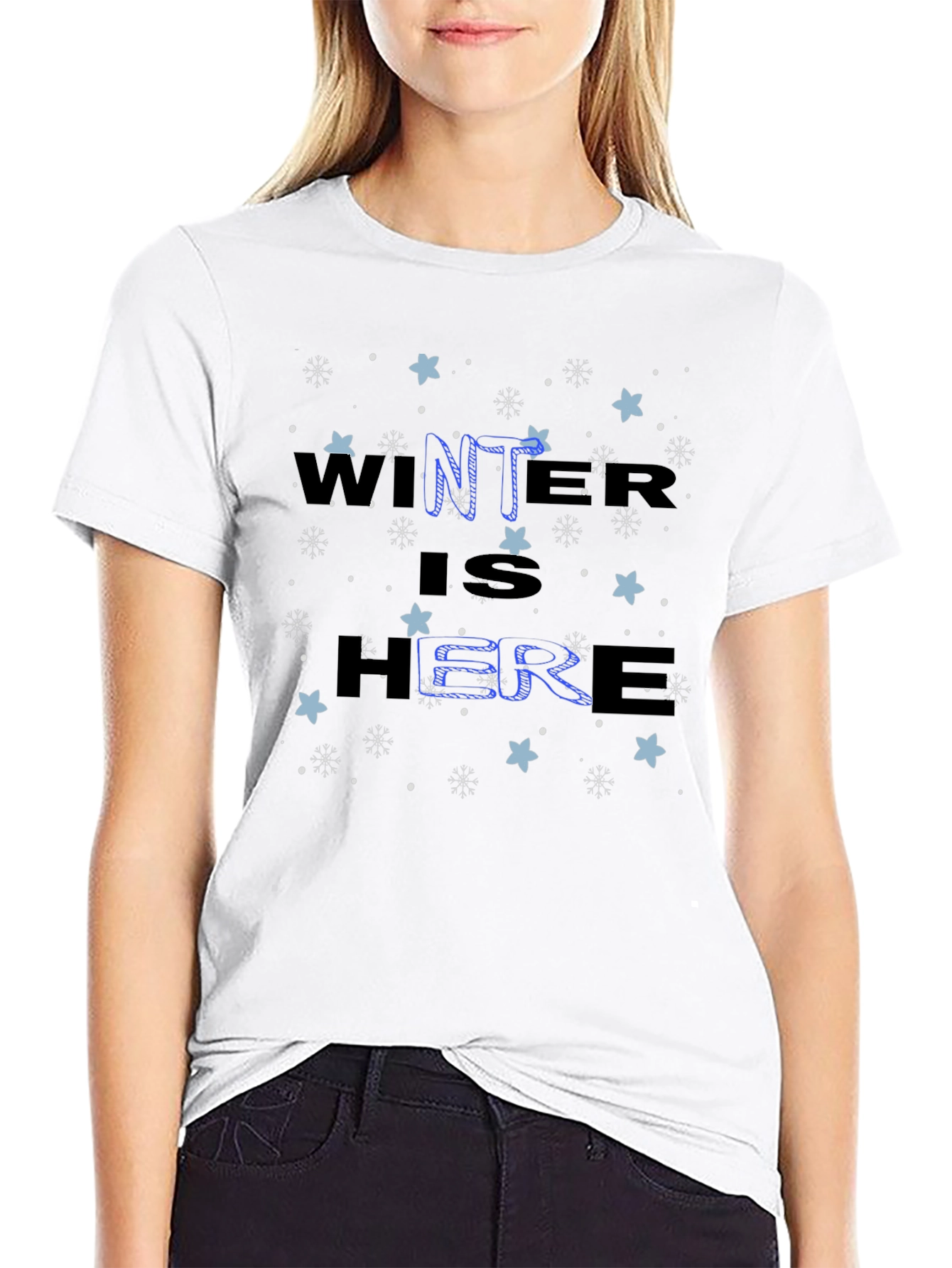Winter Is Here Graphic Tee - Black Cotton Shirt