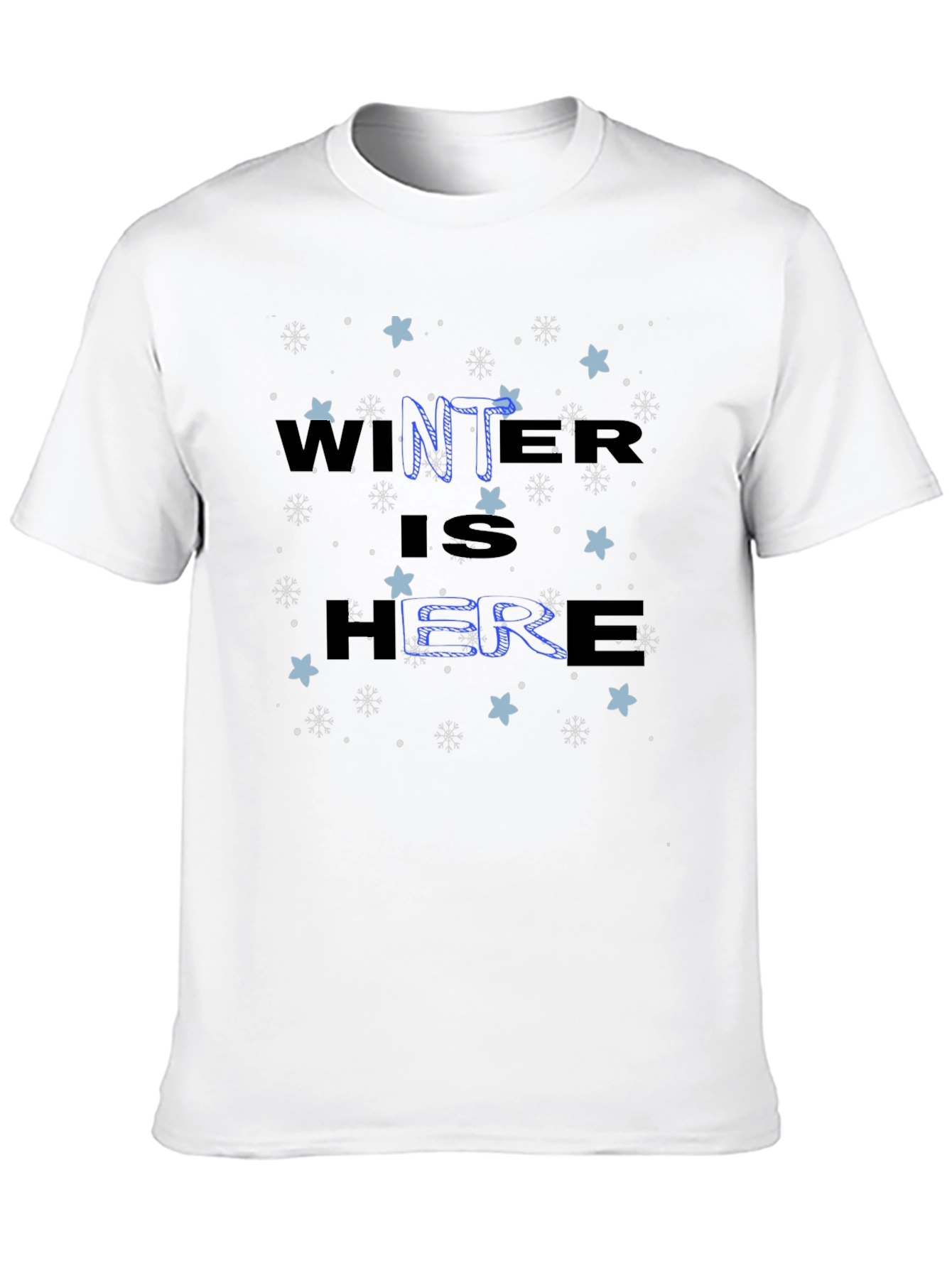 Winter Is Here Graphic Tee - Black Cotton Shirt