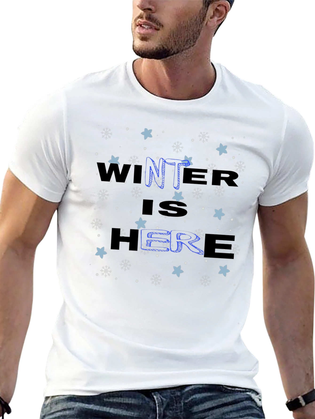 Winter Is Here Graphic Tee - Black Cotton Shirt