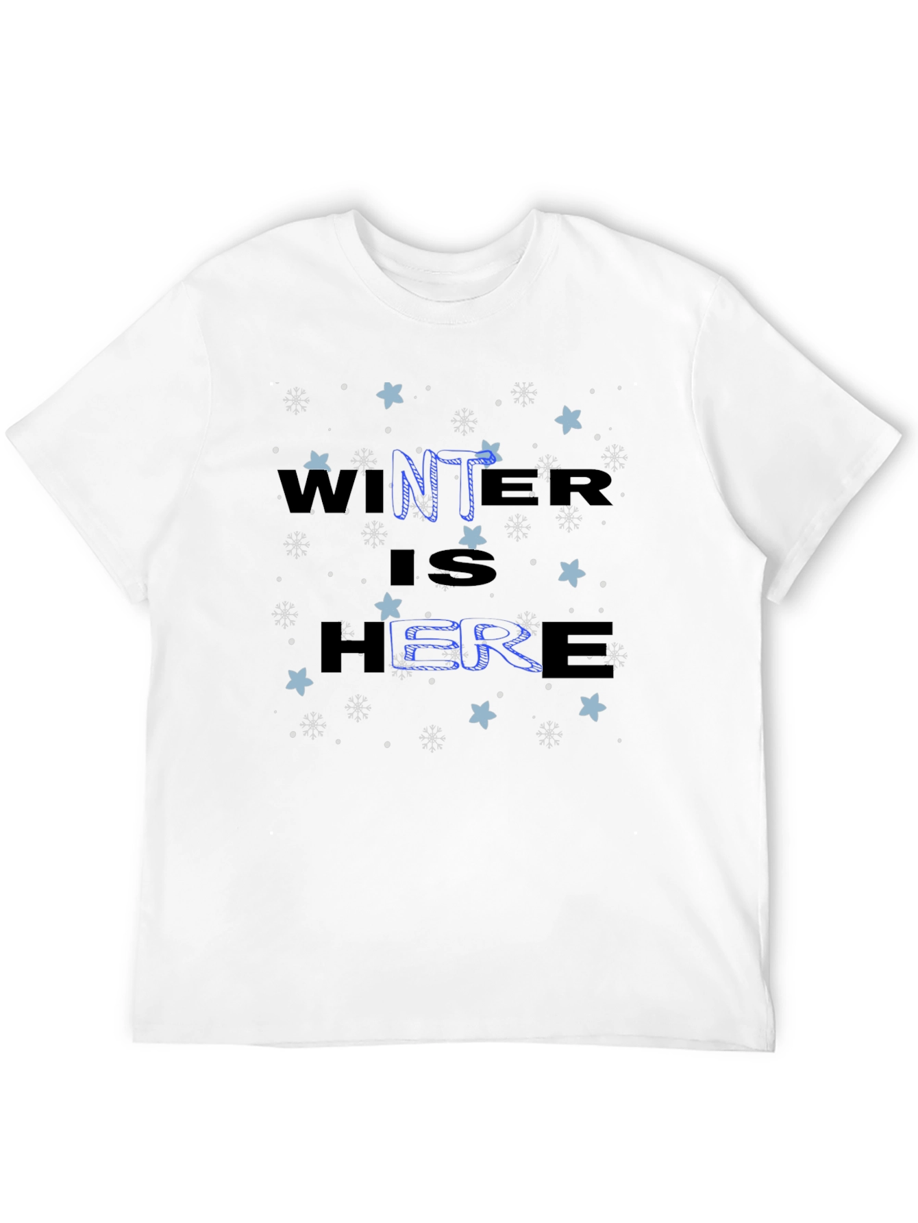 Winter Is Here Graphic Tee - Black Cotton Shirt