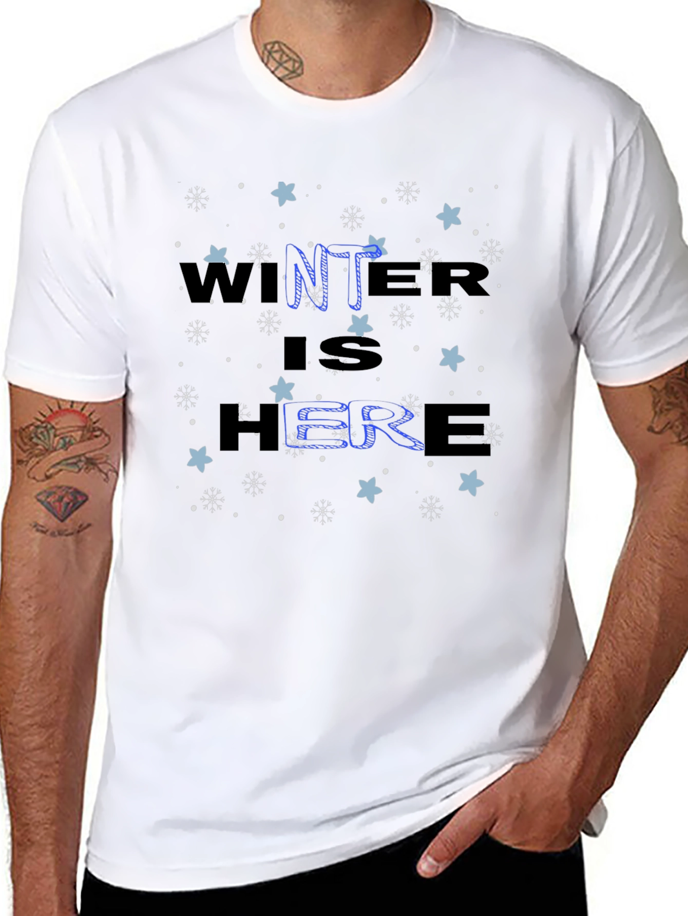 Winter Is Here Graphic Tee - Black Cotton Shirt