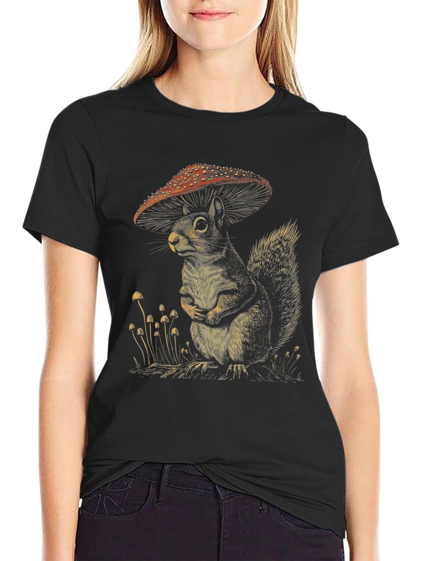 Mushroom Squirrel T-Shirt - Fun Graphic Tee